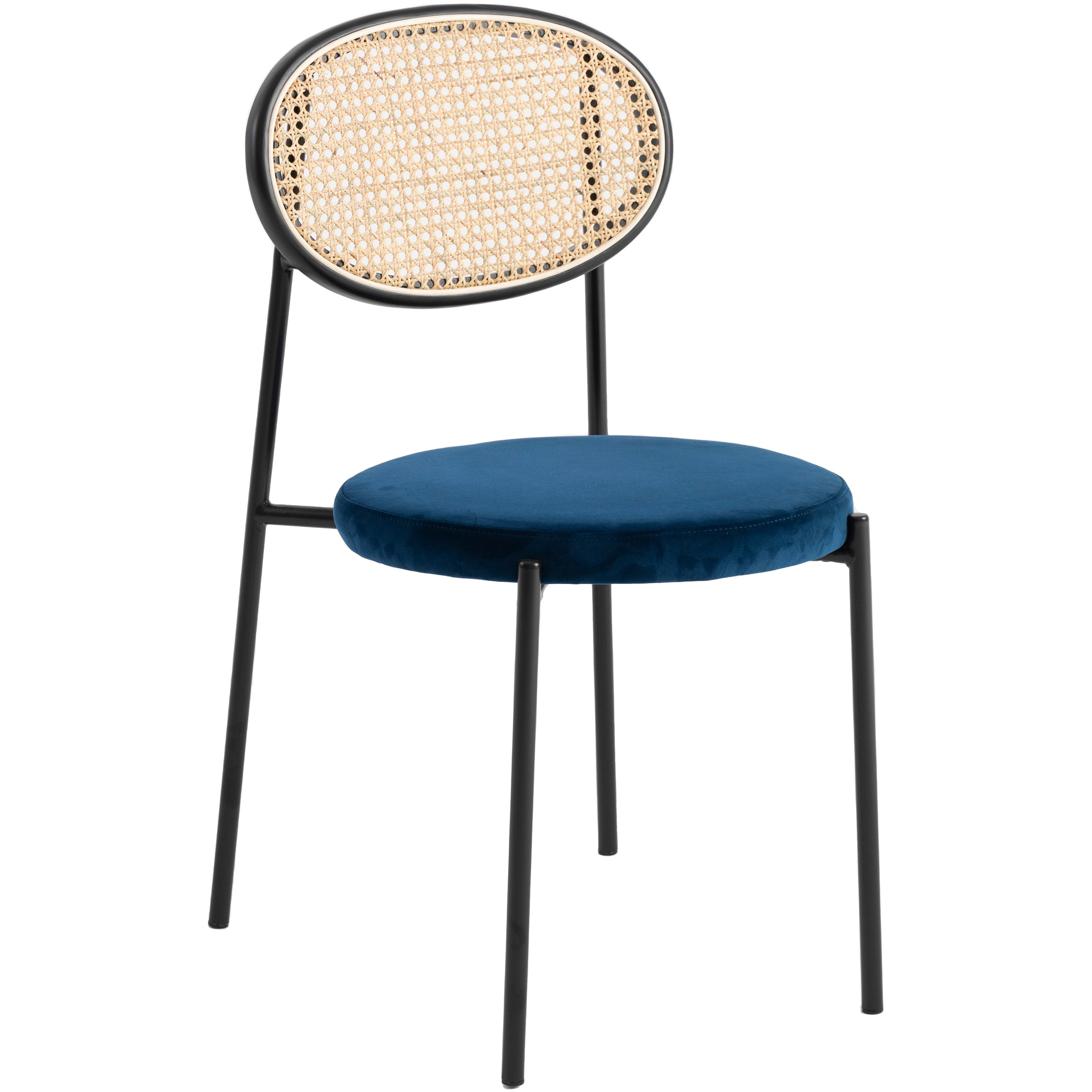 LeisureMod Euston Navy Blue Wicker Dining Chair