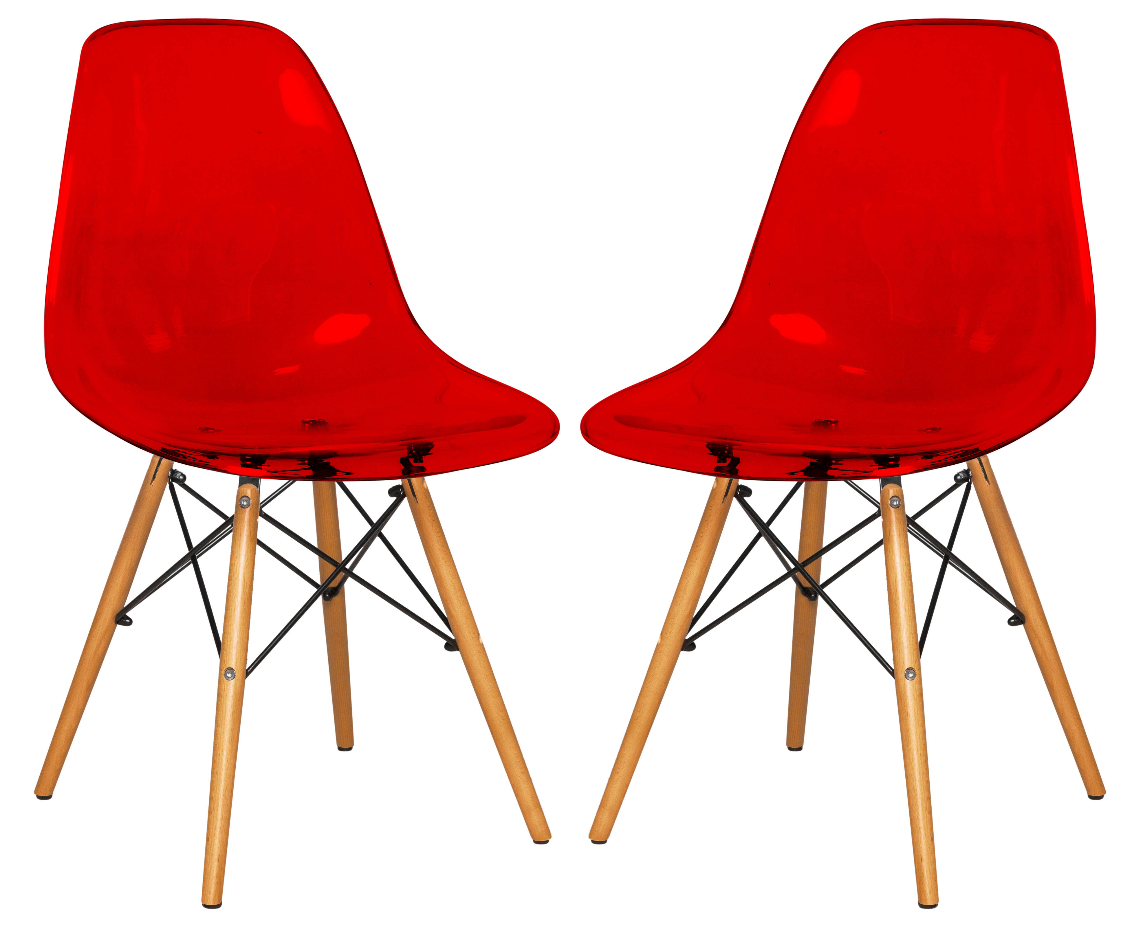 Design Edge Deniliquin 2  Transparent Red Molded Side Chairs