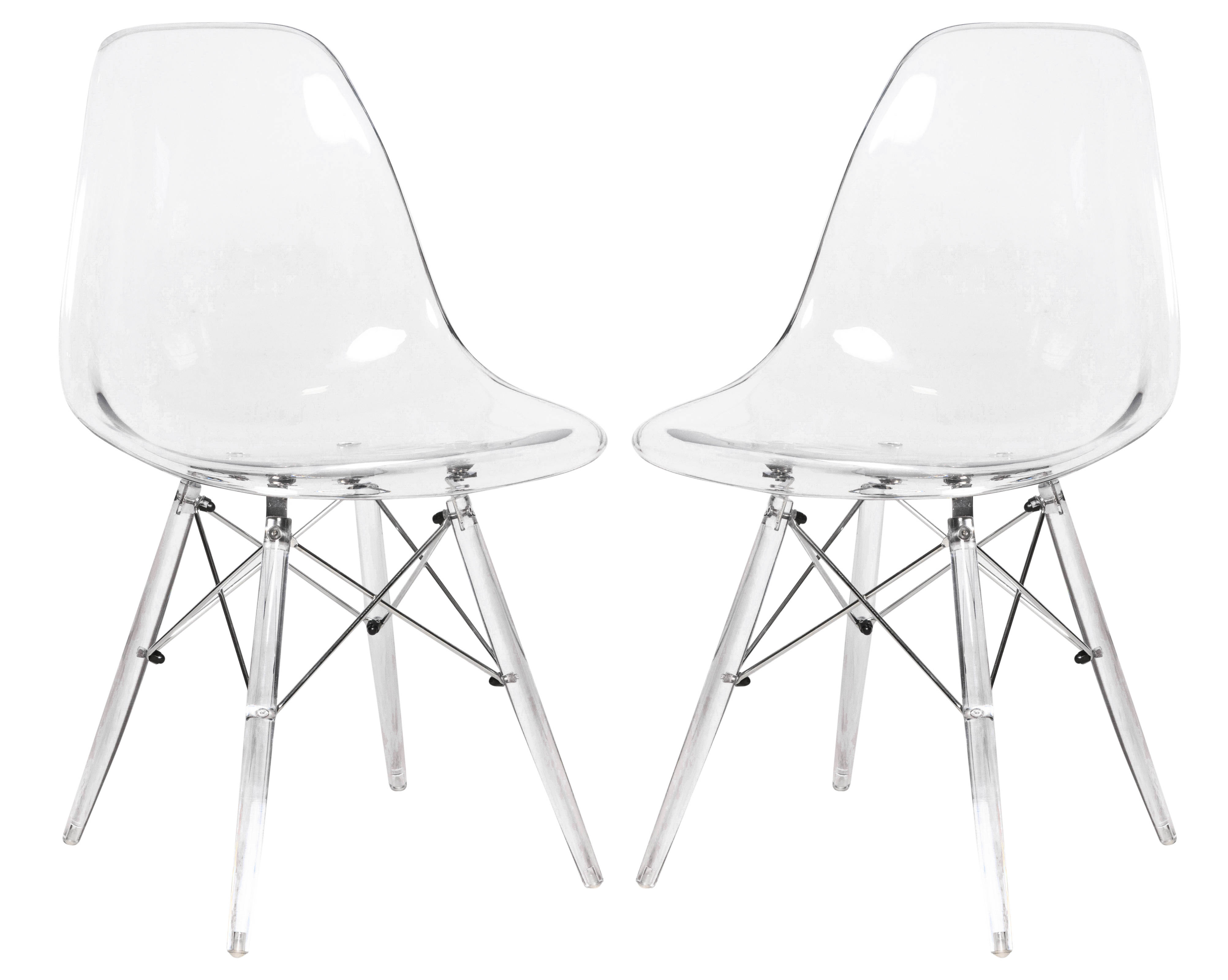 Design Edge Deniliquin 2  Clear Molded Acrylic Base Side Chairs