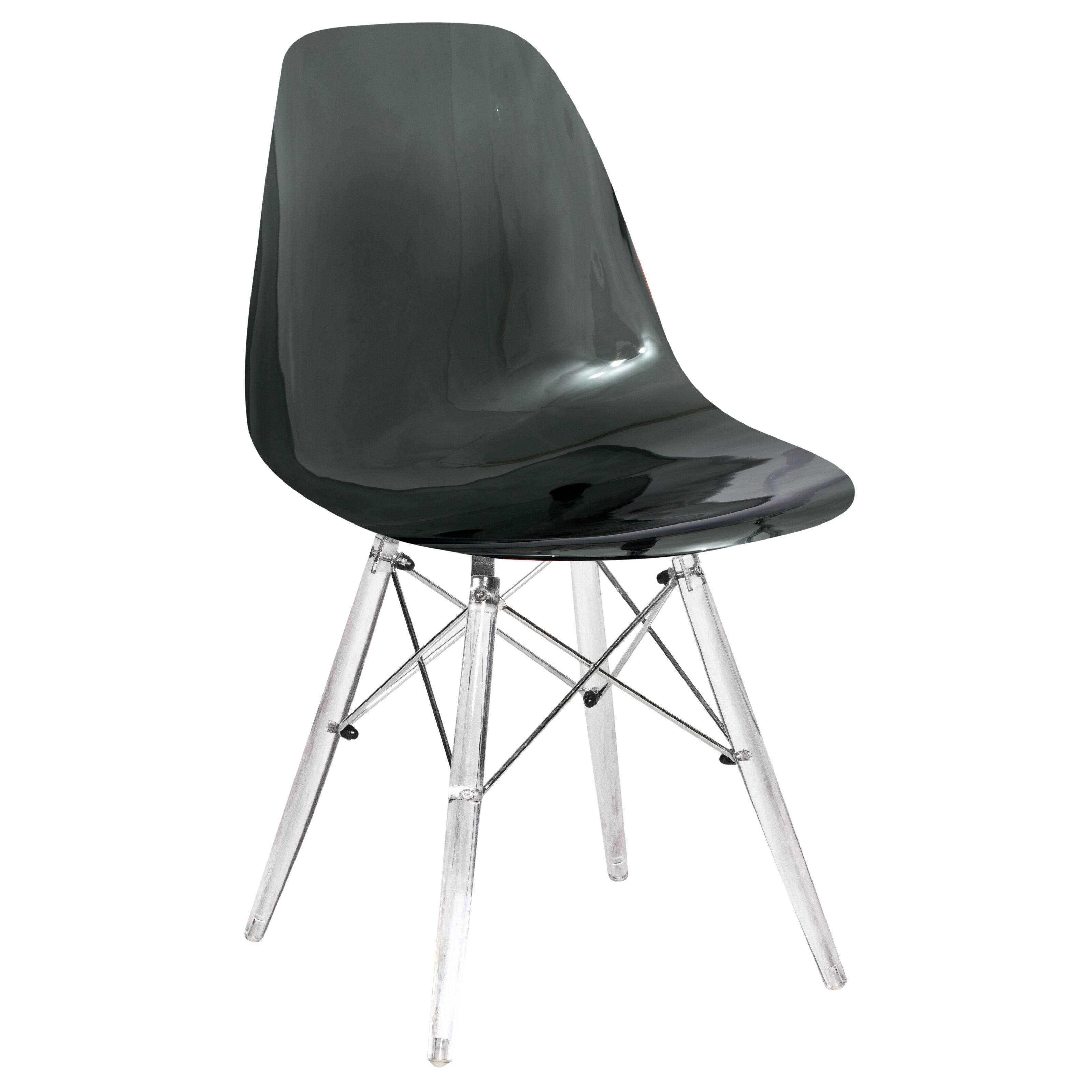 Design Edge Deniliquin  Transparent Black Molded Acrylic Base Side Chair