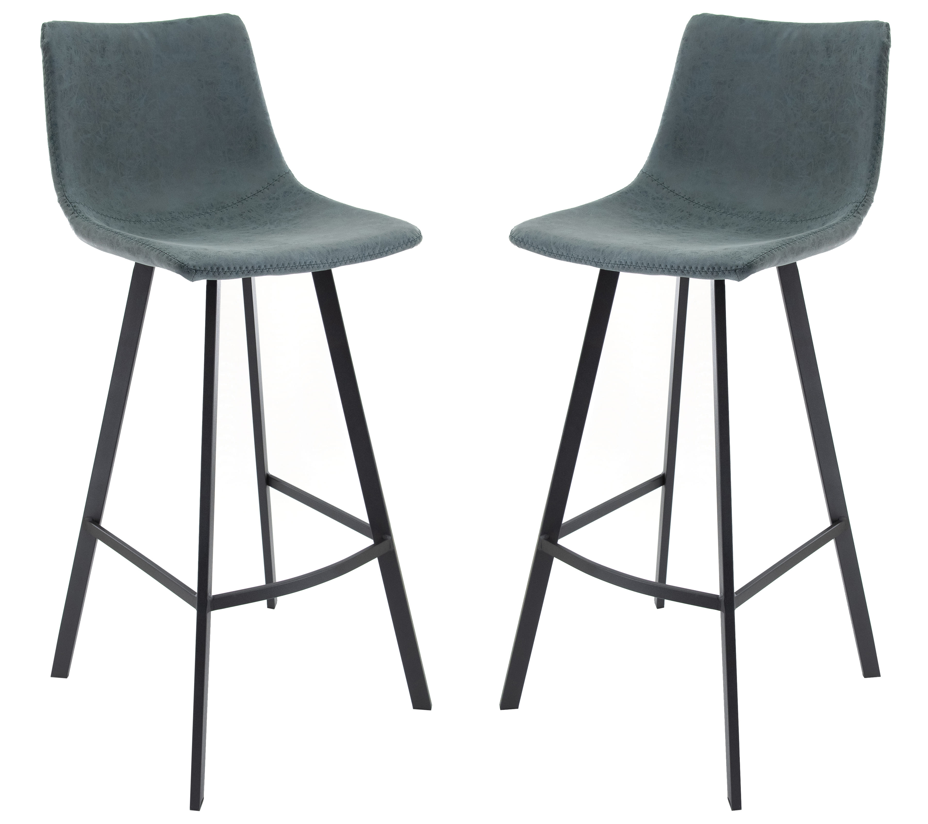 2 LeisureMod Elland Peacock Blue Bar Stools