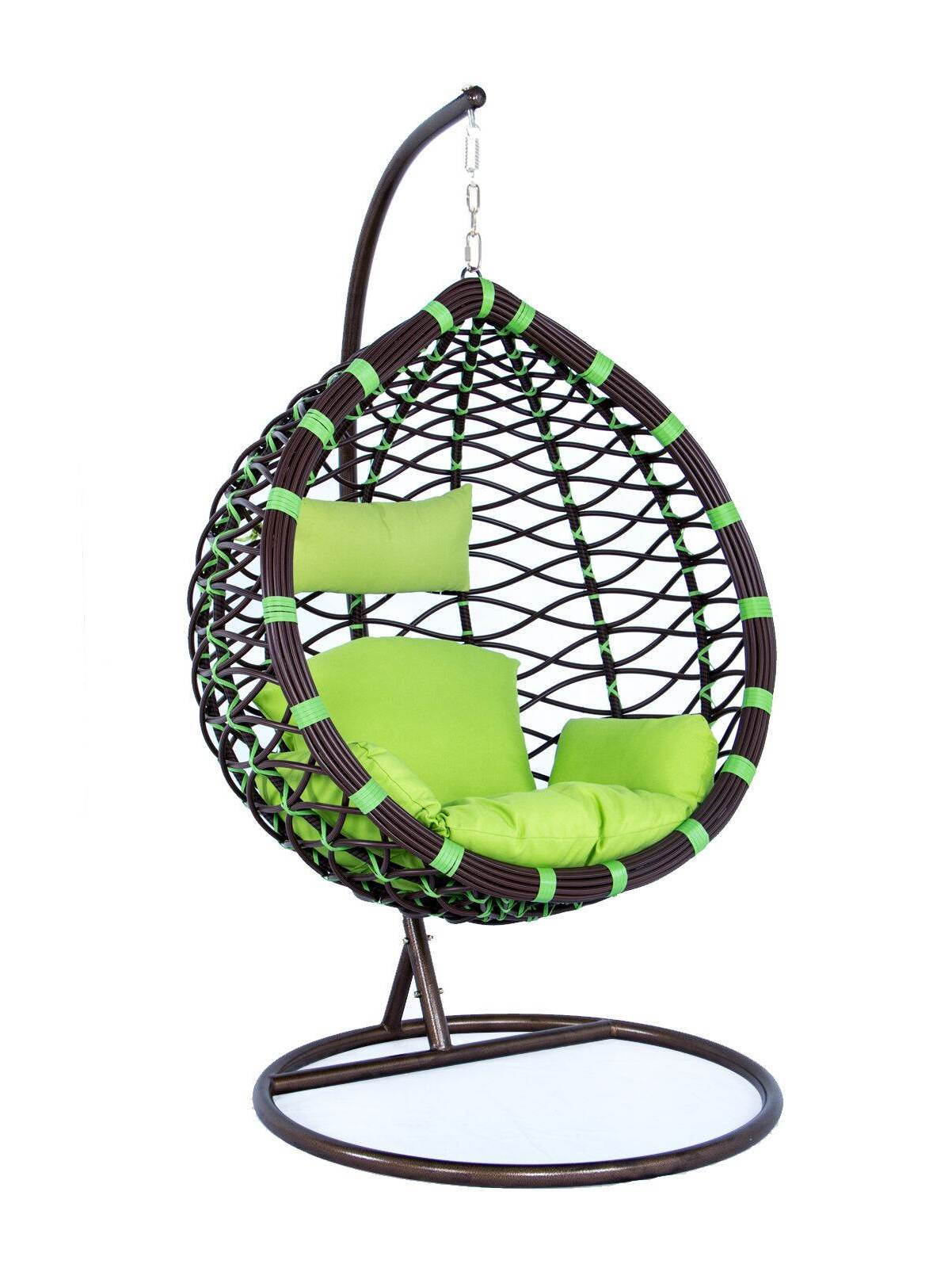 LeisureMod Egg Green Wicker Hanging Swing Chair