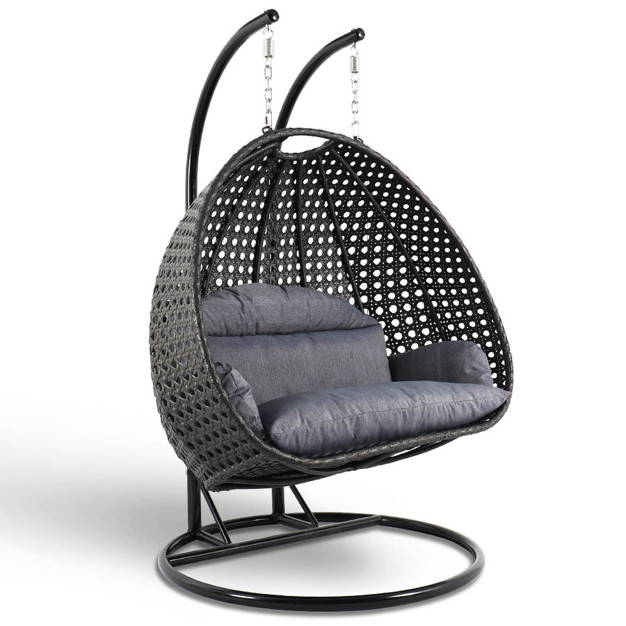 Design Edge Dunedoo  Charcoal Blue Wicker Hanging Swing Chair
