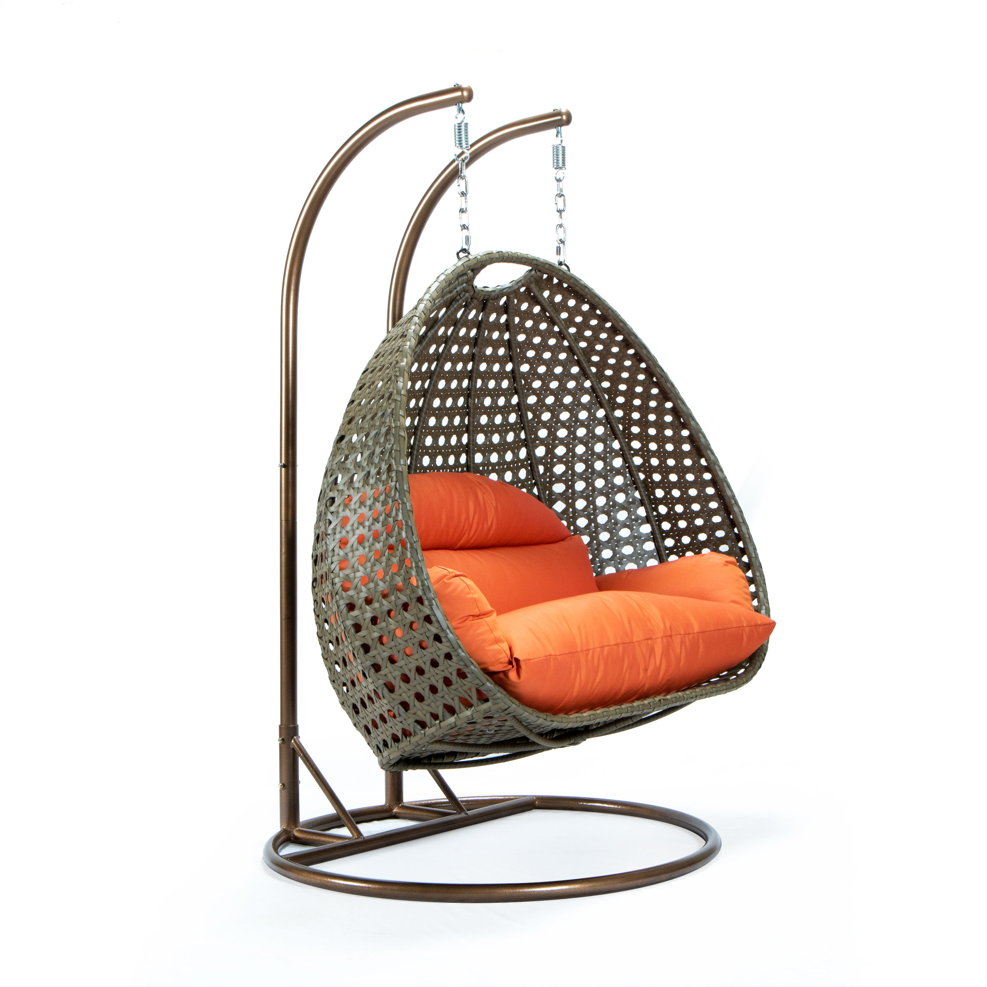 LeisureMod Egg Wicker Orange 2 Person Hanging Swing Chair