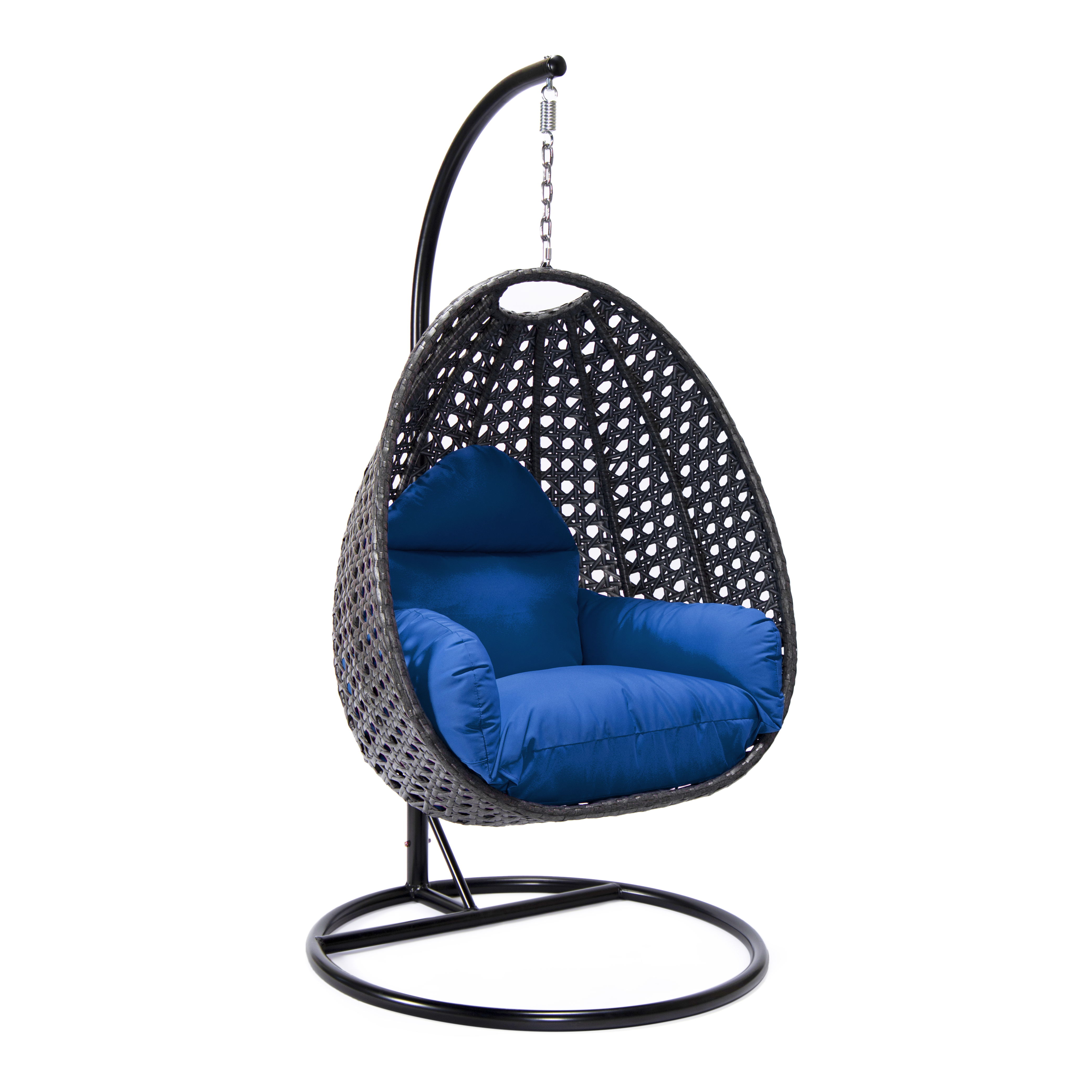 LeisureMod Egg Blue Fabric Hanging Swing Chair