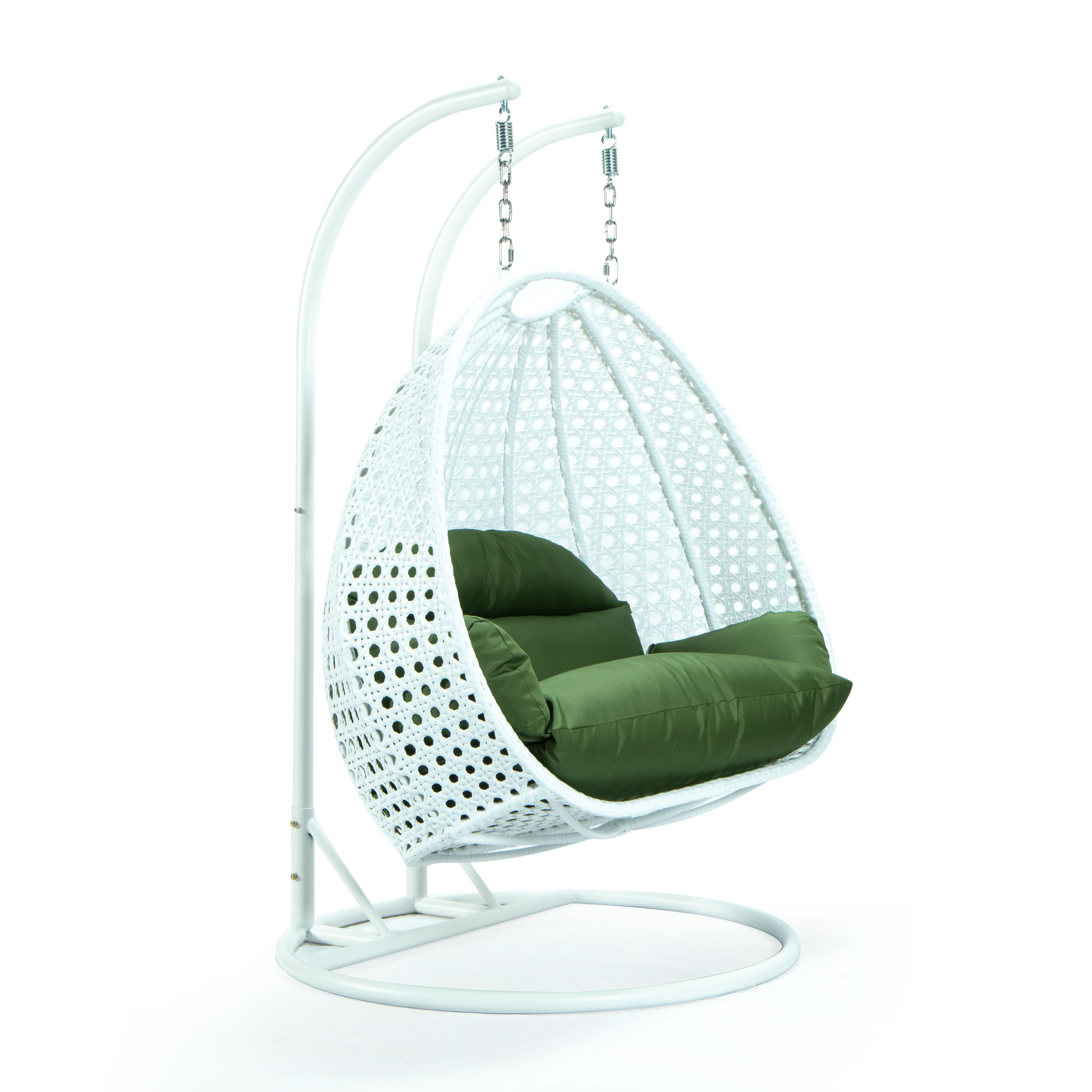 LeisureMod Egg Metal Dark Green 2 Person Hanging Swing Chair