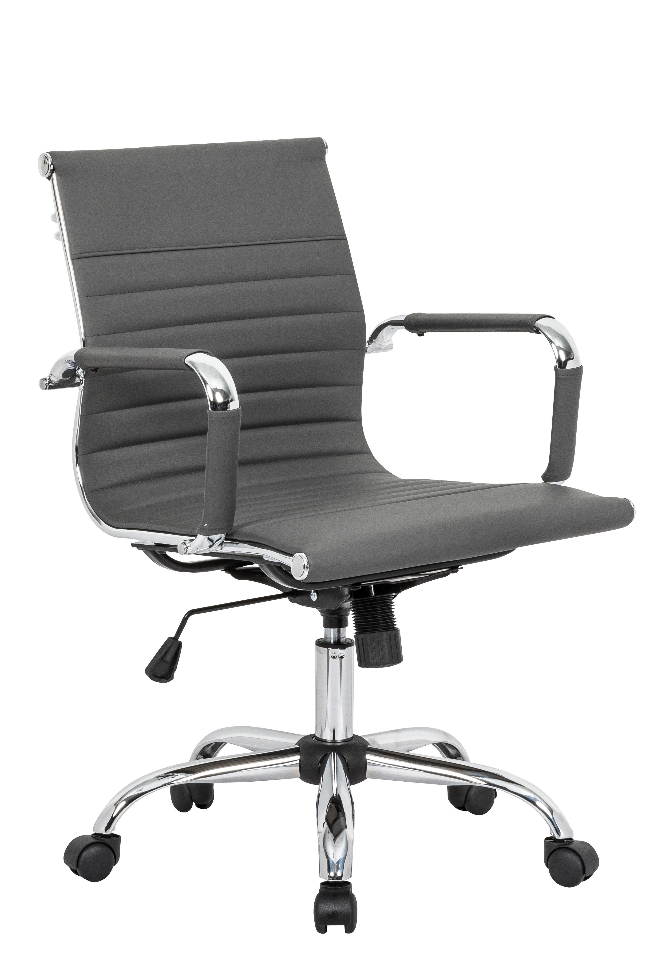 LeisureMod Harris Grey Leatherette Office Chair