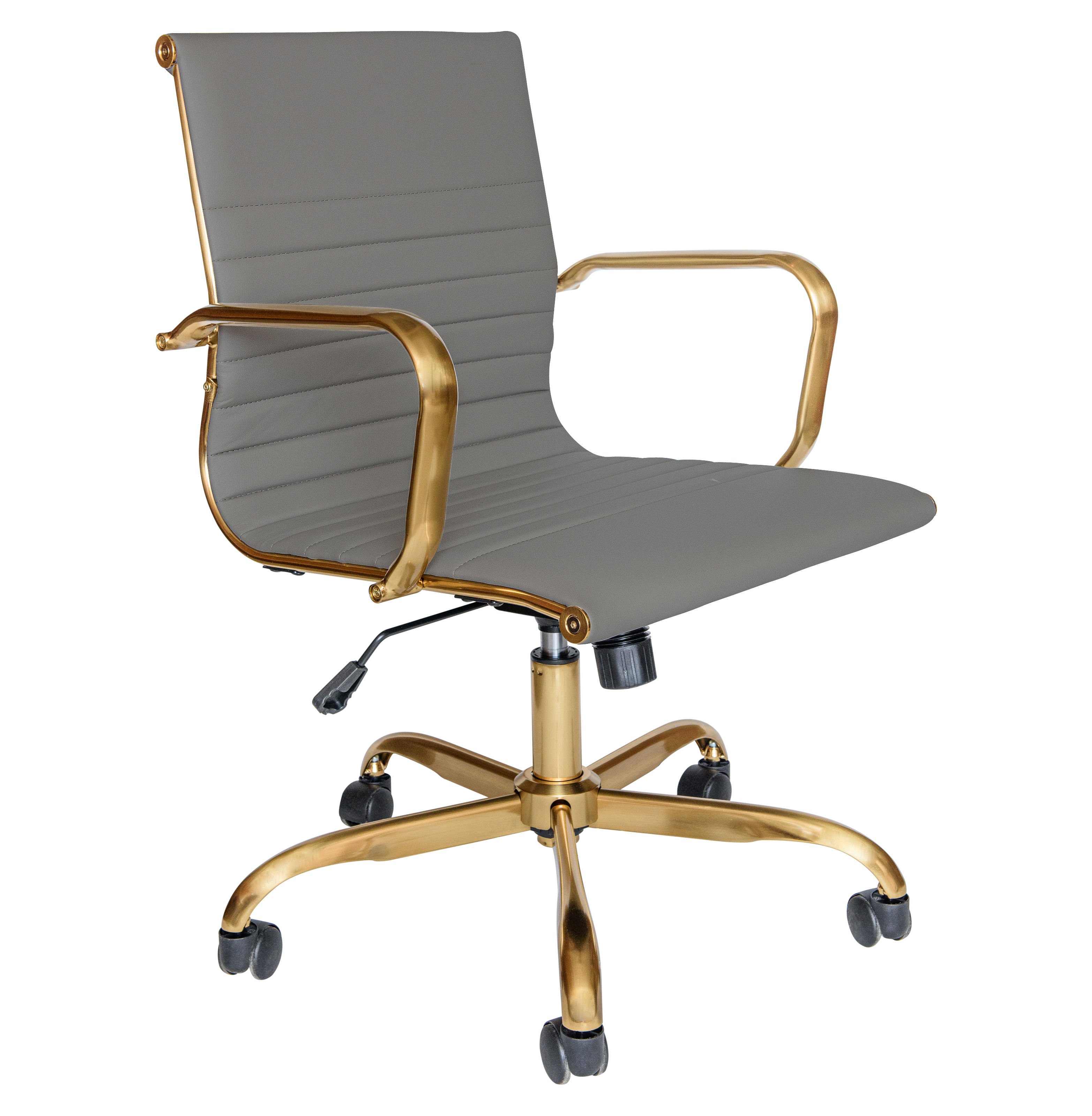 Design Edge Faulconbridge  Grey Leatherette Gold Frame Office Chair