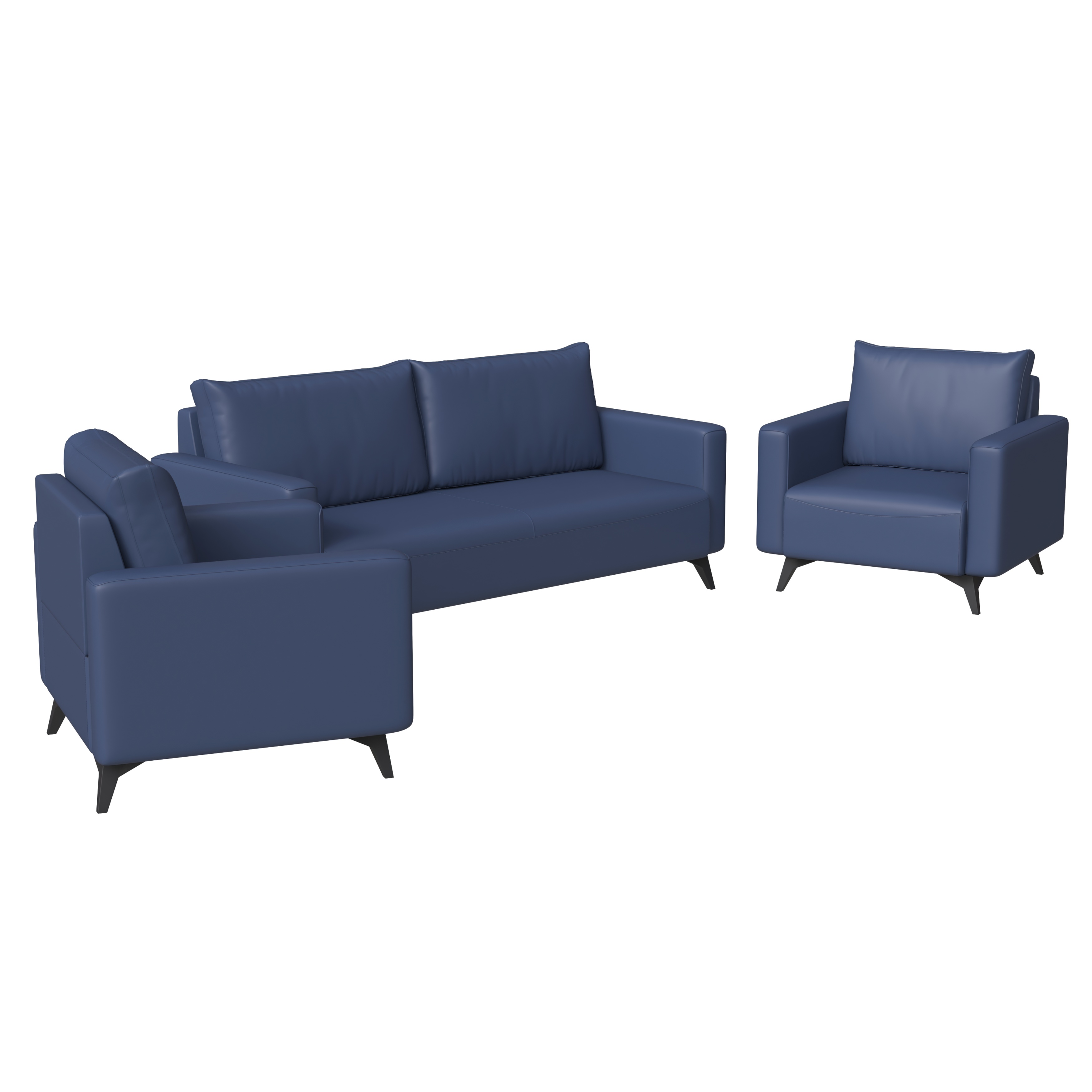 LeisureMod Inno Dark Blue 3pc Living Room Set