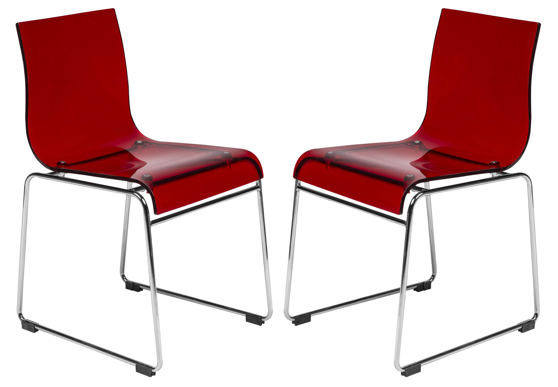 Design Edge Forbes 2  Transparent Red Acrylic Chairs
