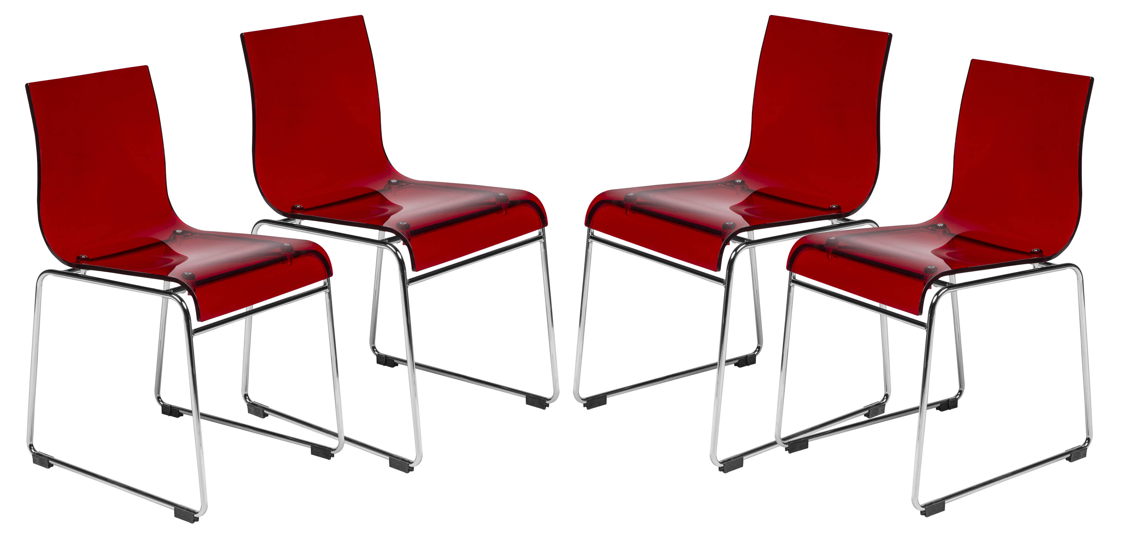 Design Edge Forbes 4  Transparent Red Acrylic Chairs