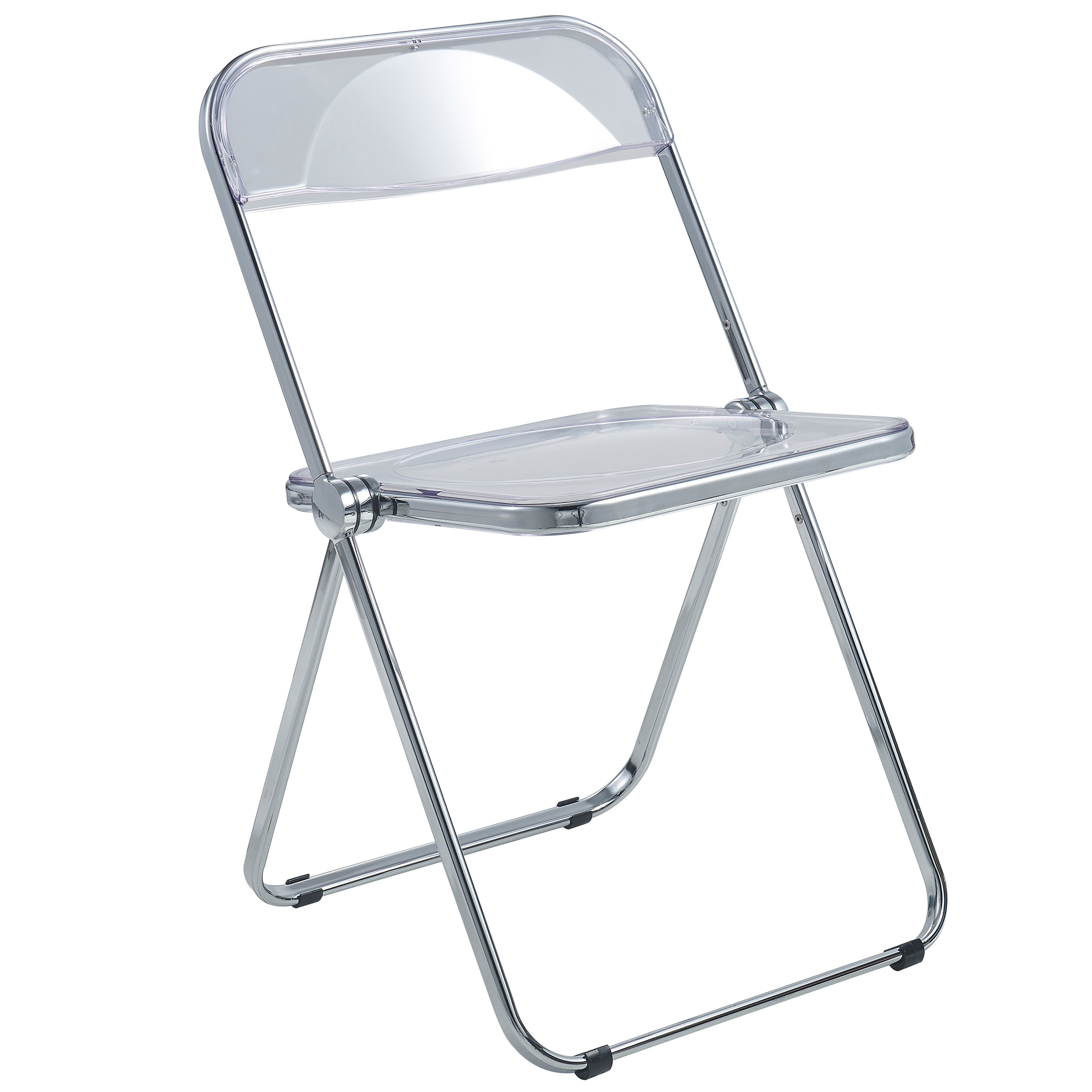 LeisureMod Lawrence Clear Folding Chair with Metal Frame