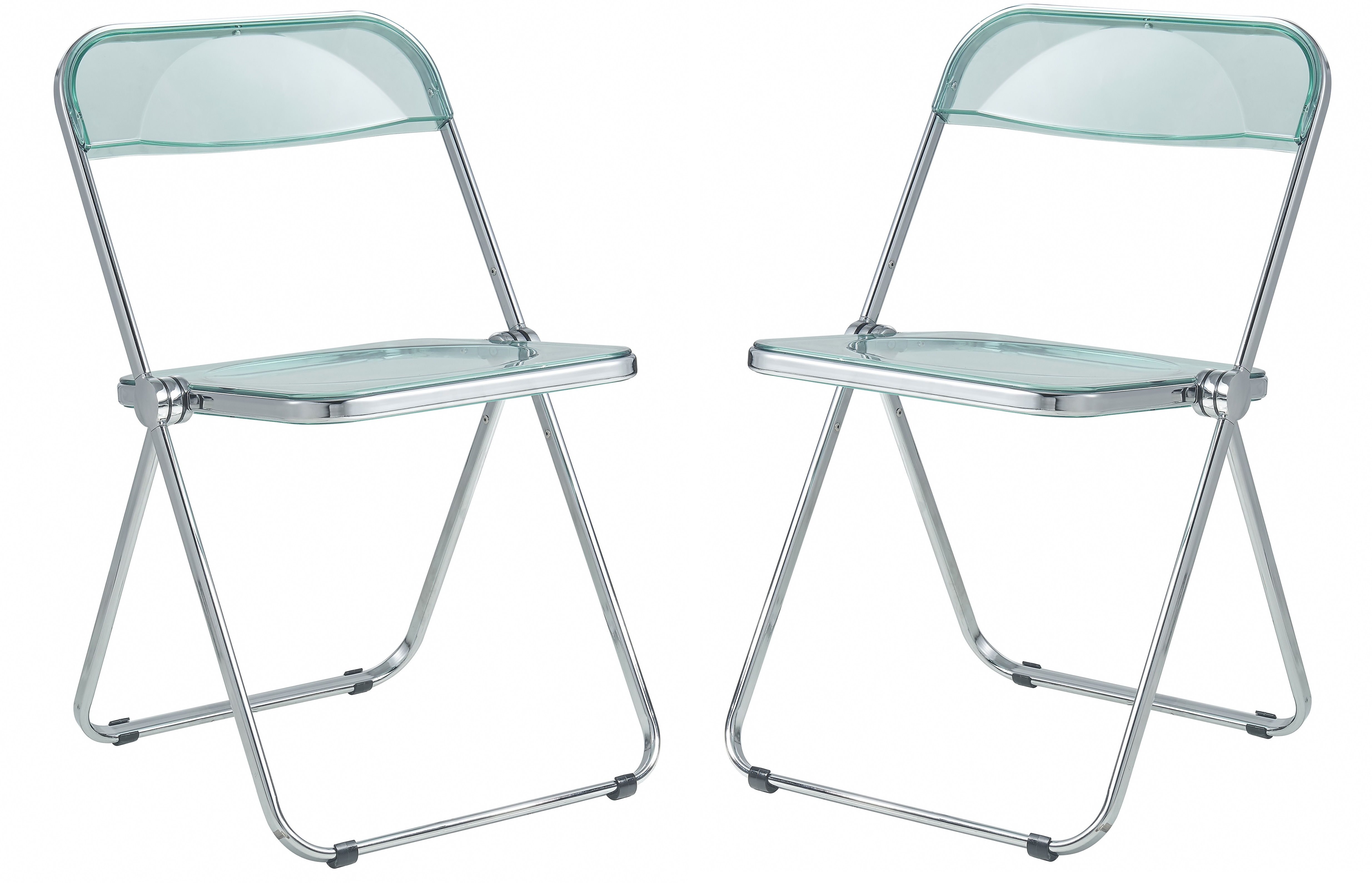 2 LeisureMod Lawrence Jade Green Folding Chairs with Metal Frame