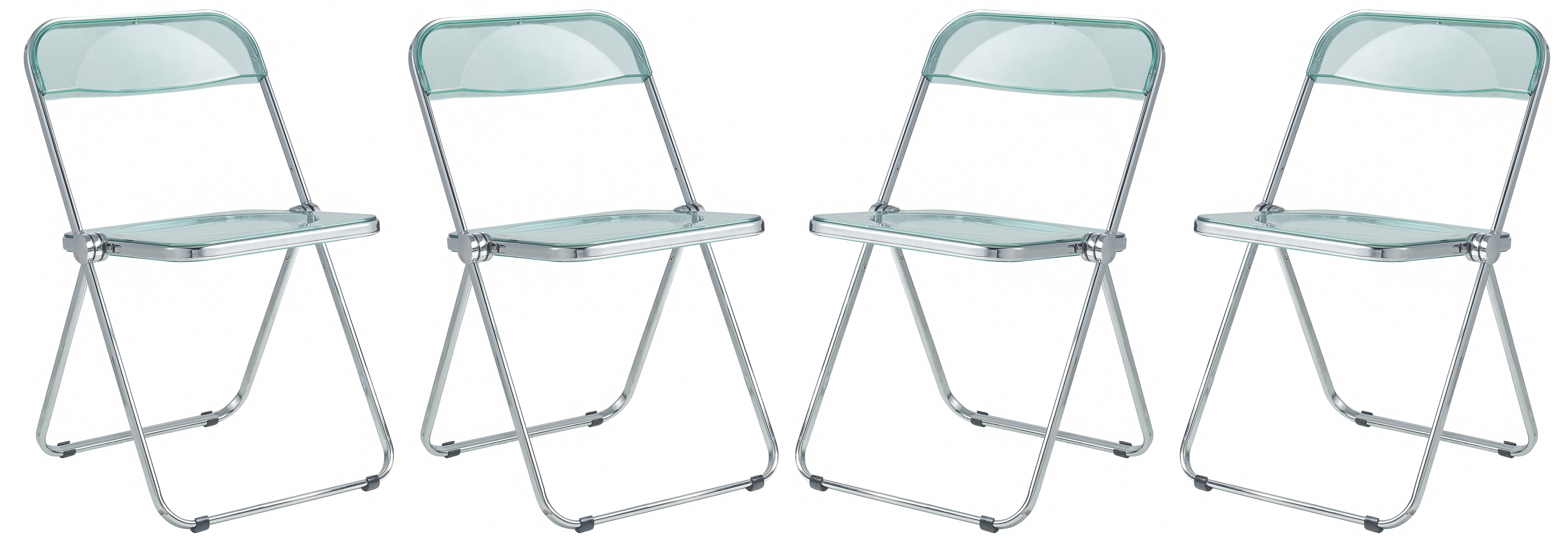 4 LeisureMod Lawrence Jade Green Folding Chairs with Metal Frame