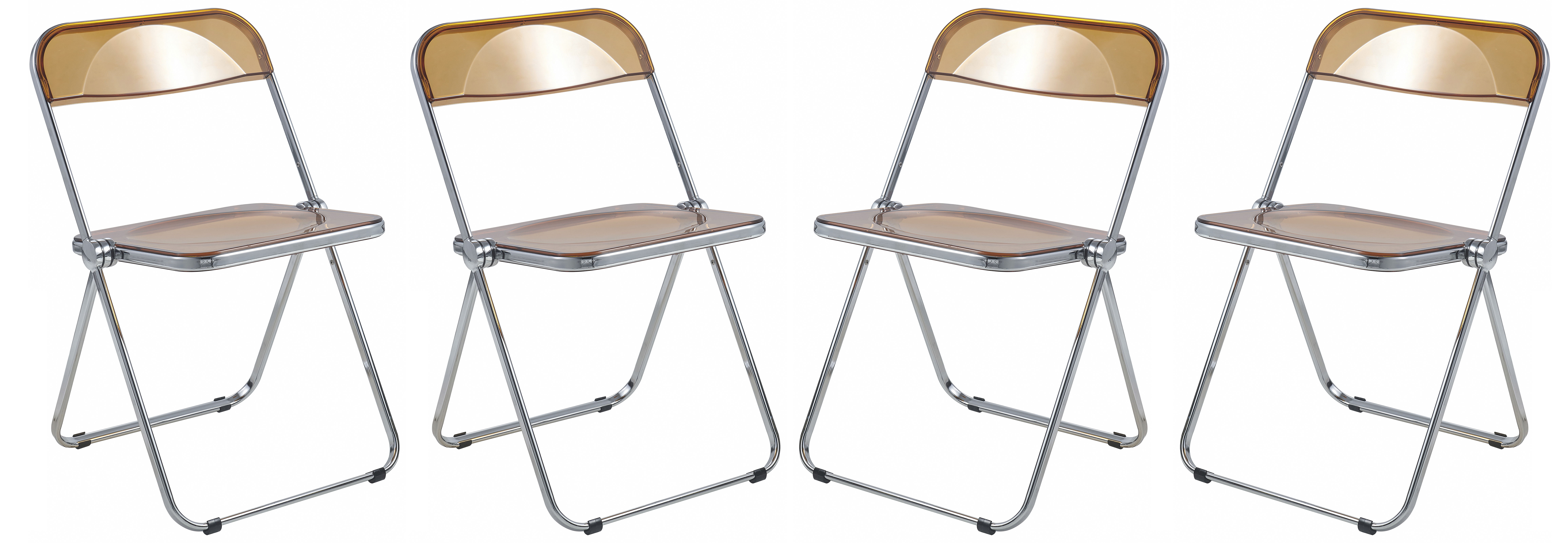 4 LeisureMod Lawrence Tangerine Folding Chairs with Metal Frame