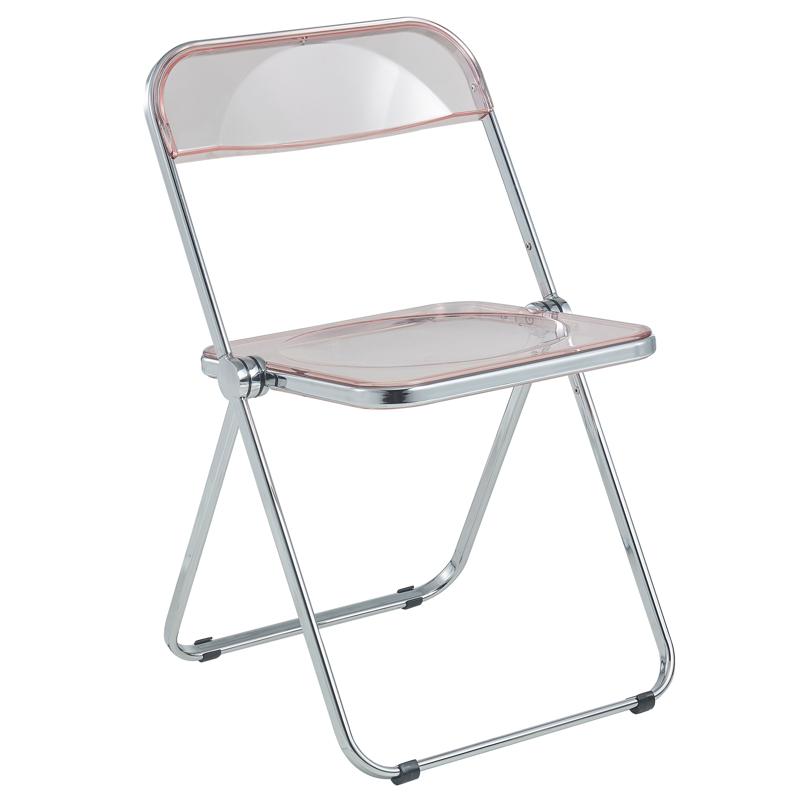 LeisureMod Lawrence Rose Pink Folding Chair with Metal Frame