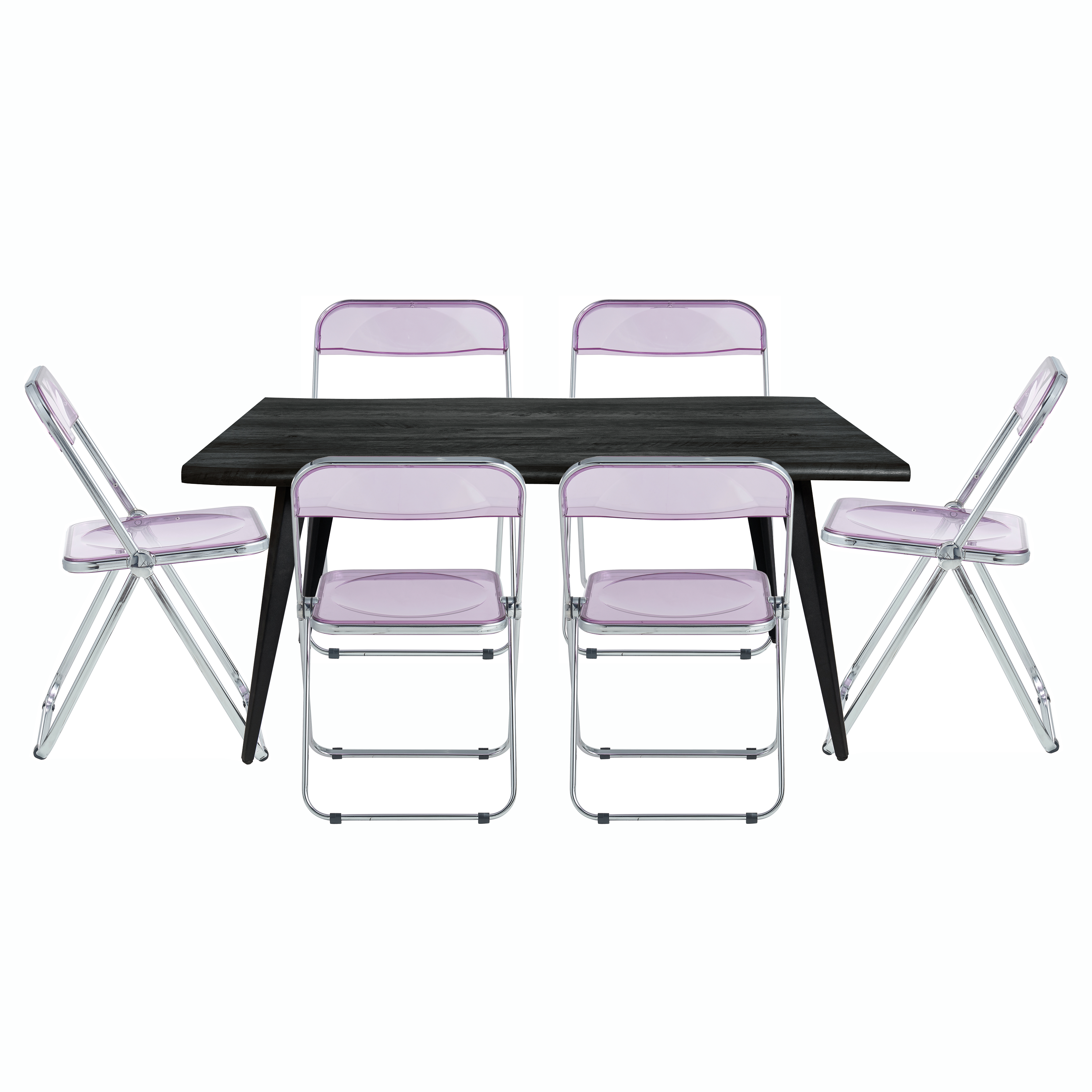 LeisureMod Lawrence Magenta 7pc Rectangular Dining Set