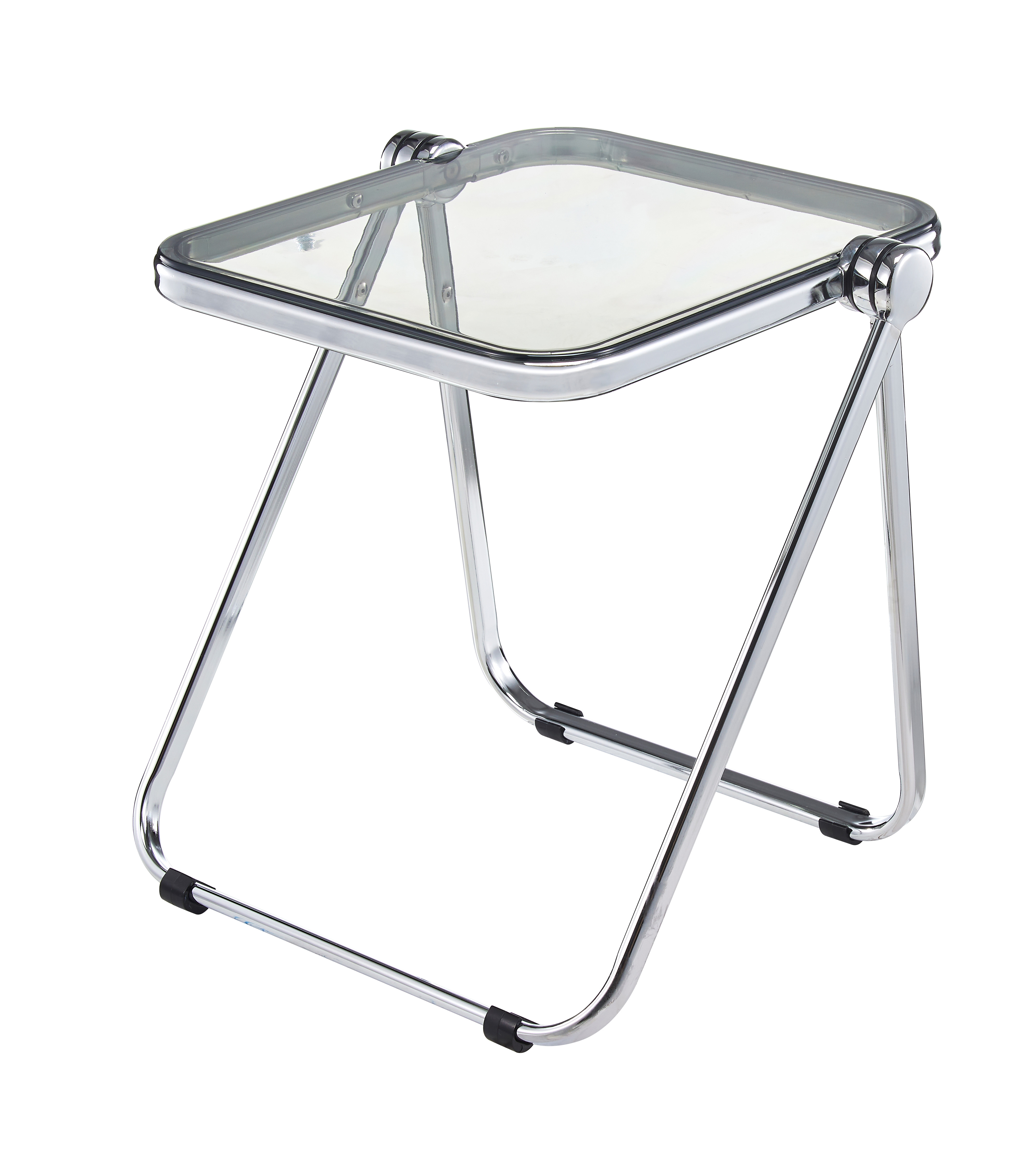 LeisureMod Lawrence Transparent Black Rectangular Folding Side Table