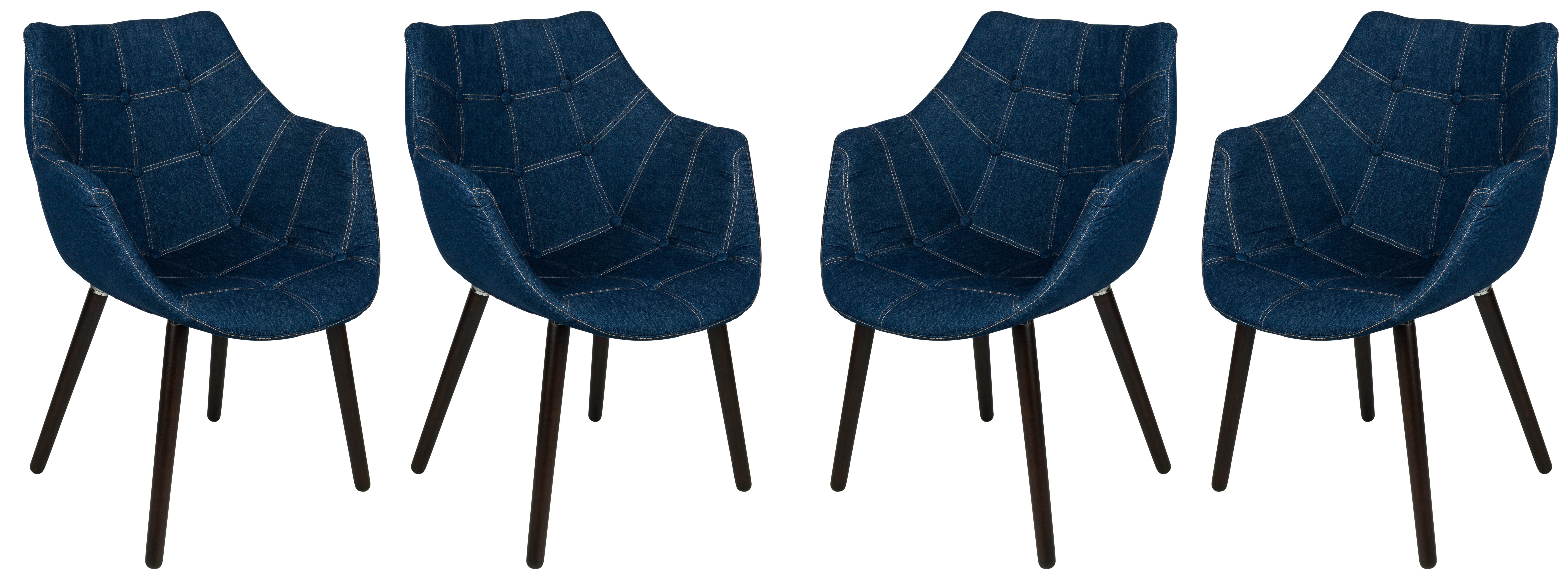 Design Edge Glen Innes 4  Denim Tufted Denim Lounge Chairs