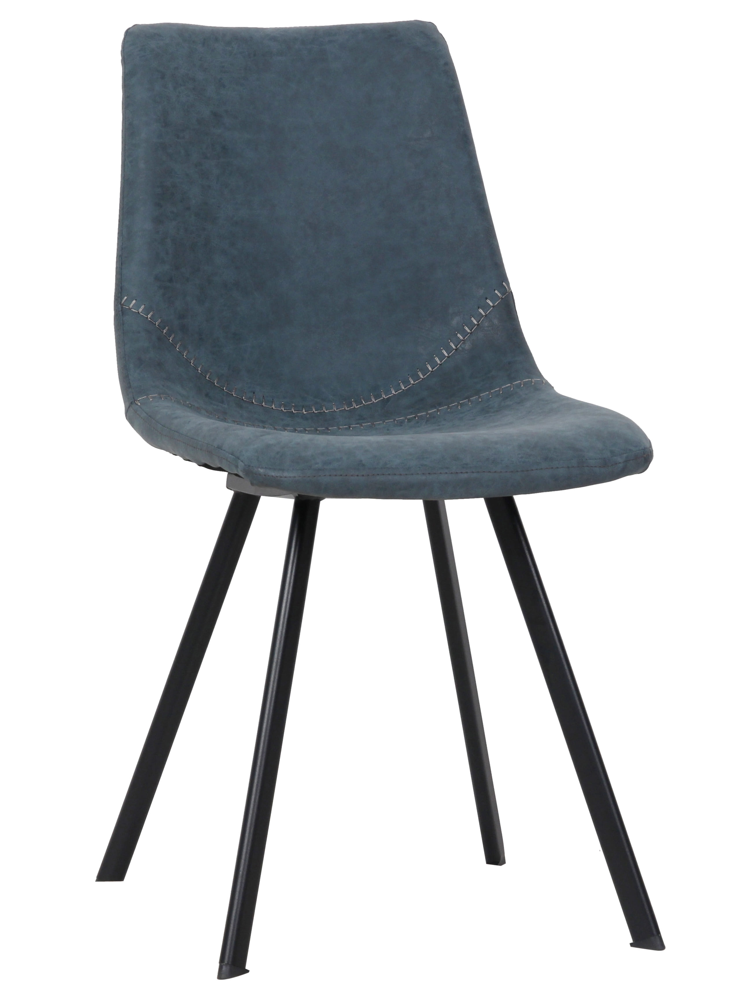 LeisureMod Markley Peacock Blue Leather Dining Chair