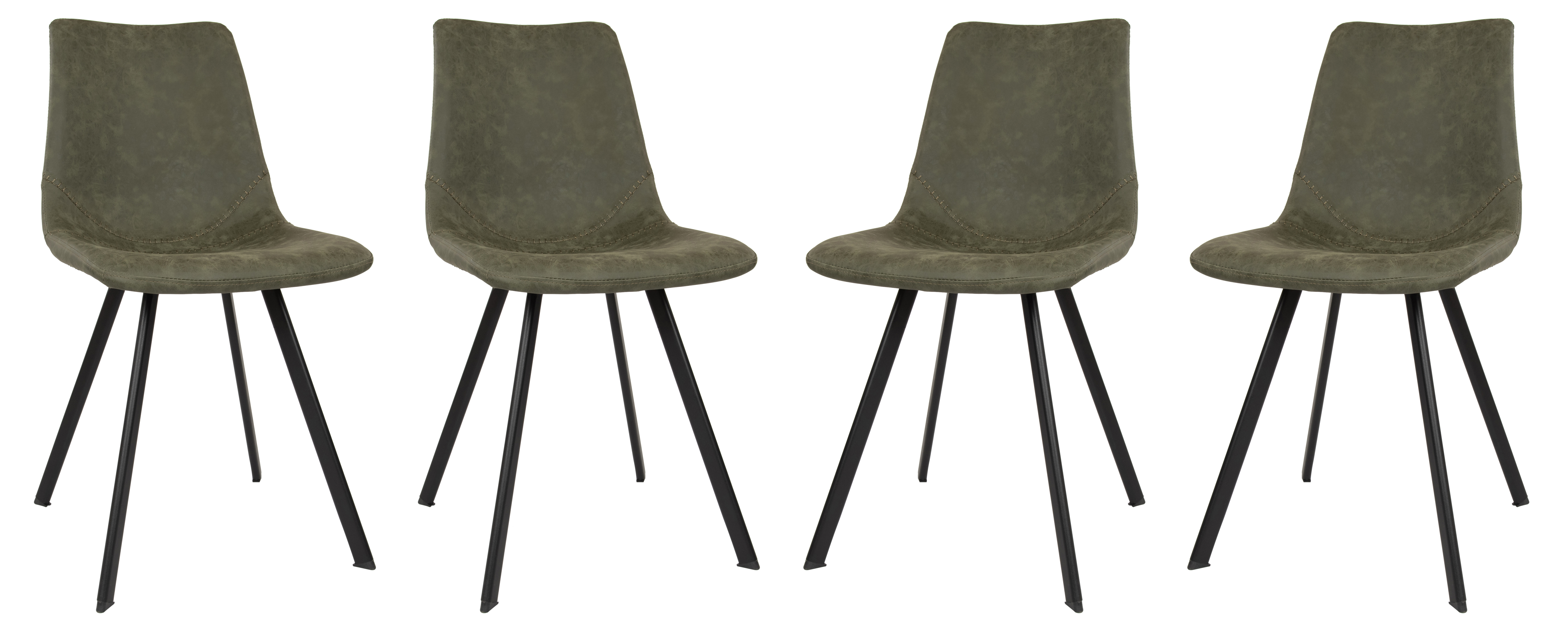 4 LeisureMod Markley Olive Green Leather Dining Chair