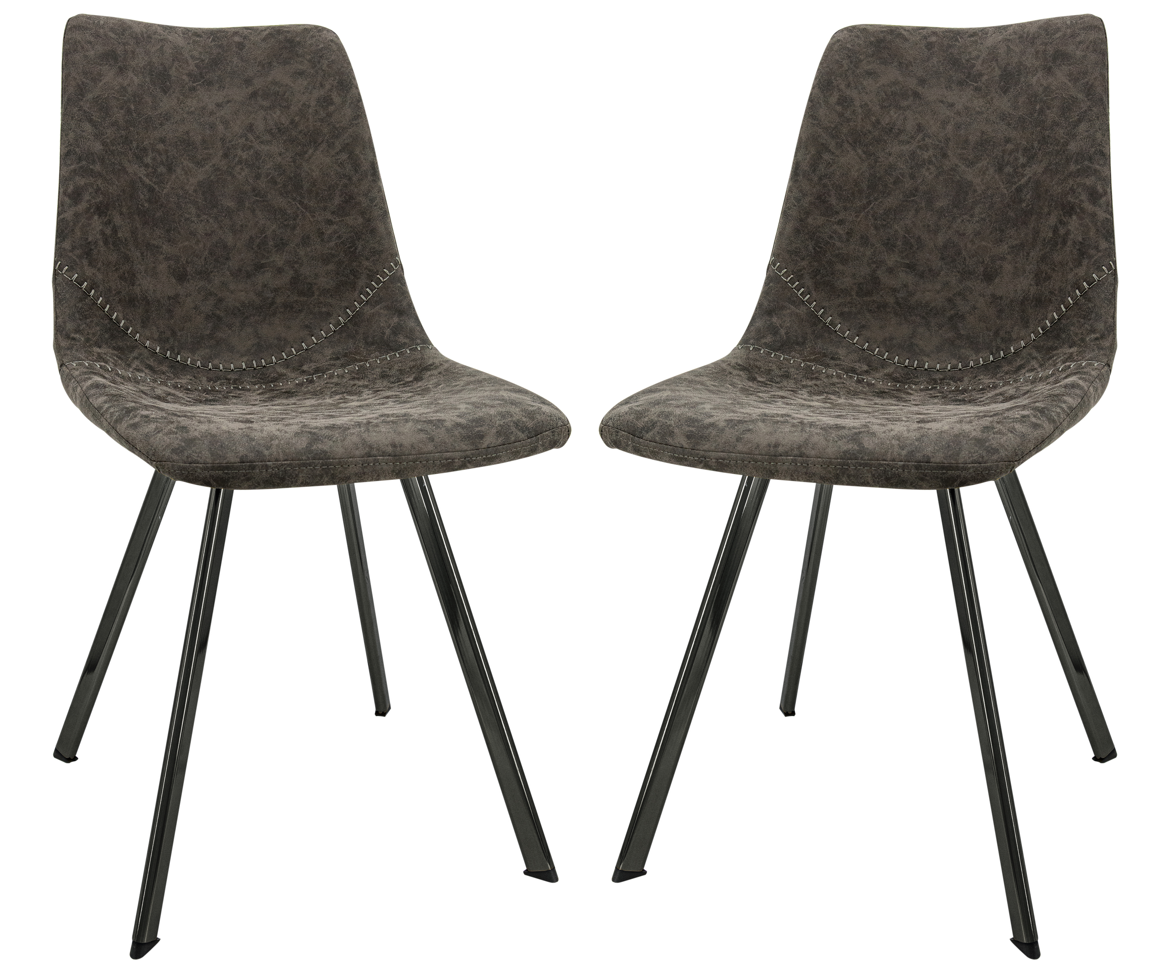 2 LeisureMod Markley Grey Leather Dining Chairs
