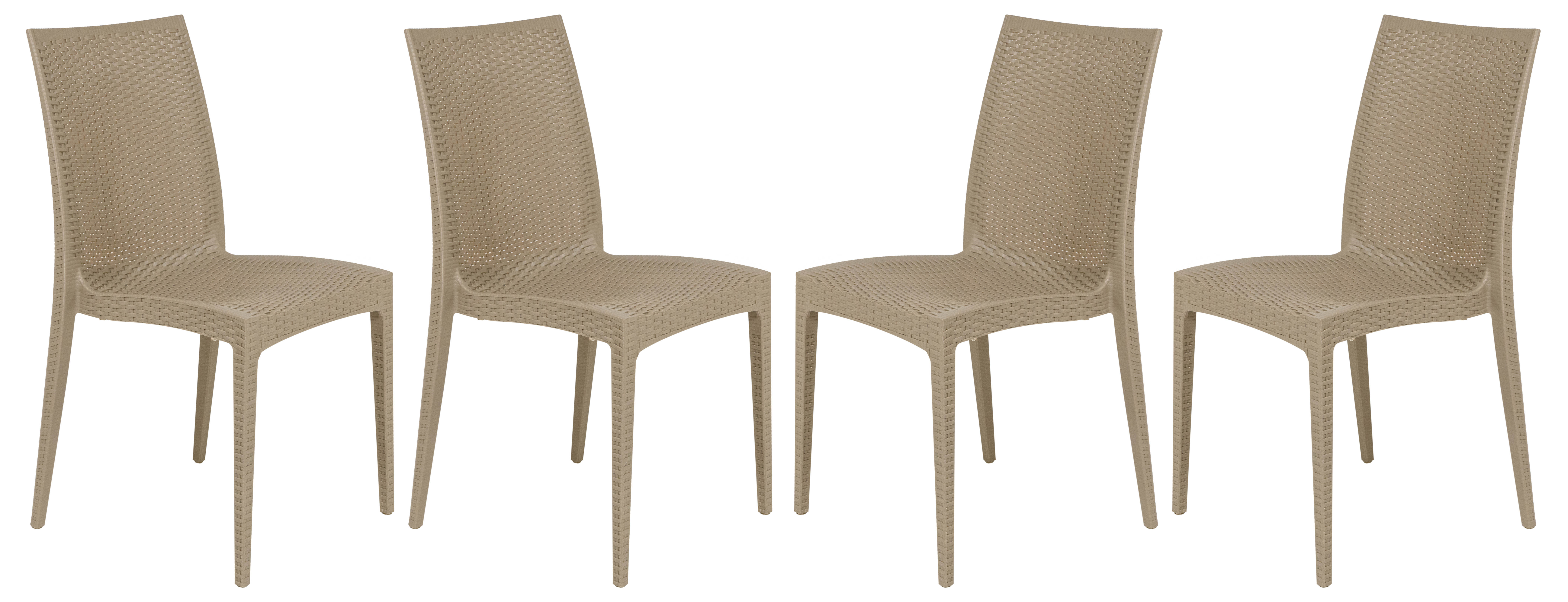 Design Edge Henty 4  Taupe Mace Indoor Outdoor Armless Dining Chairs