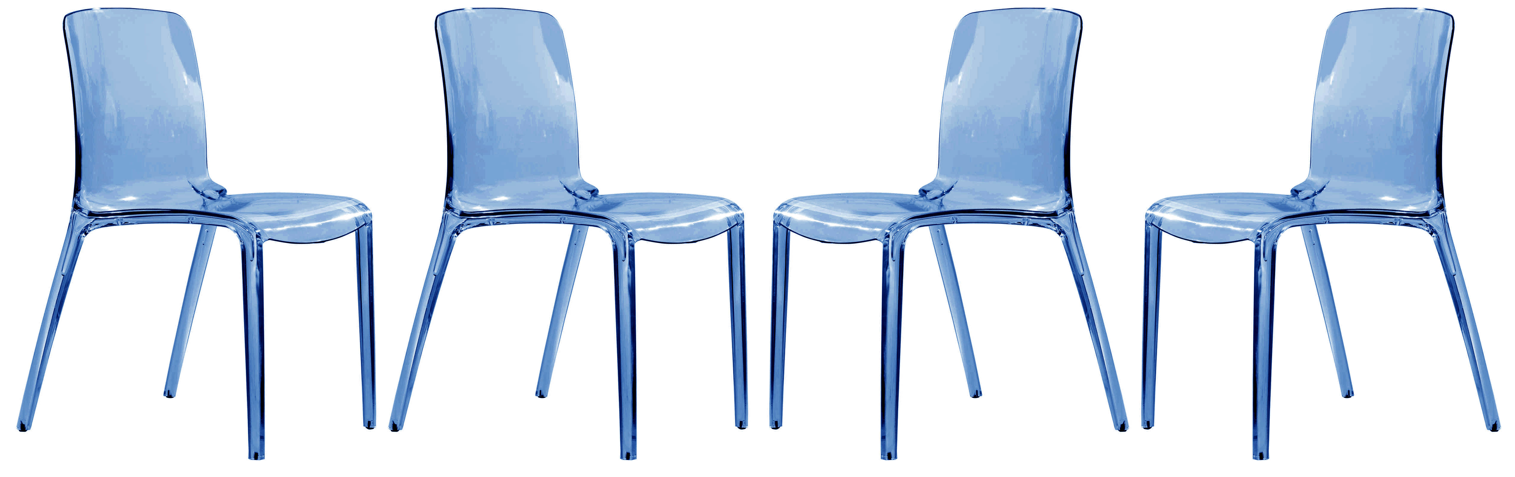 Design Edge Gol Gol 4  Transparent Blue Dining Chairs