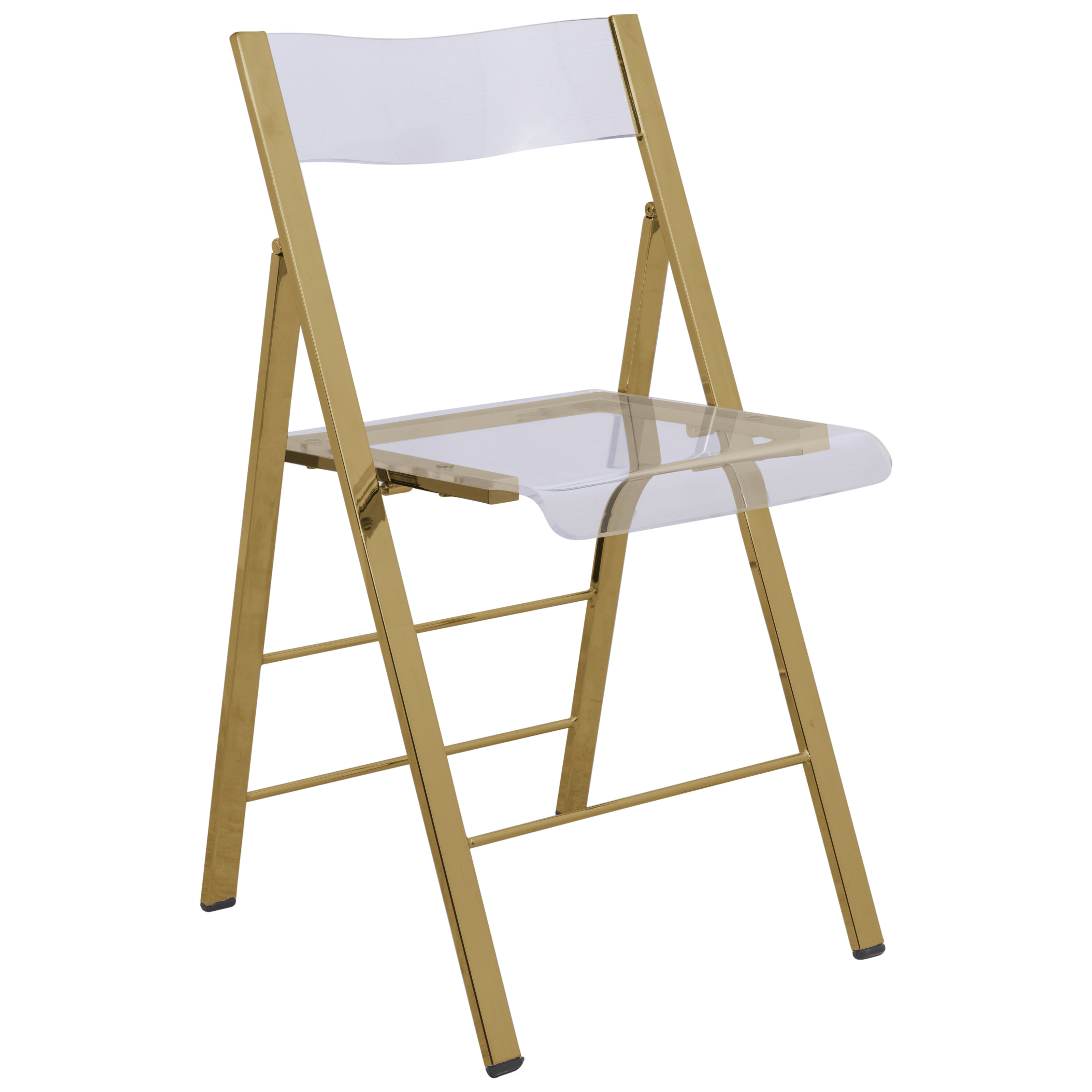 Design Edge Gillieston Heights  Clear Acrylic Gold Base Folding Chair