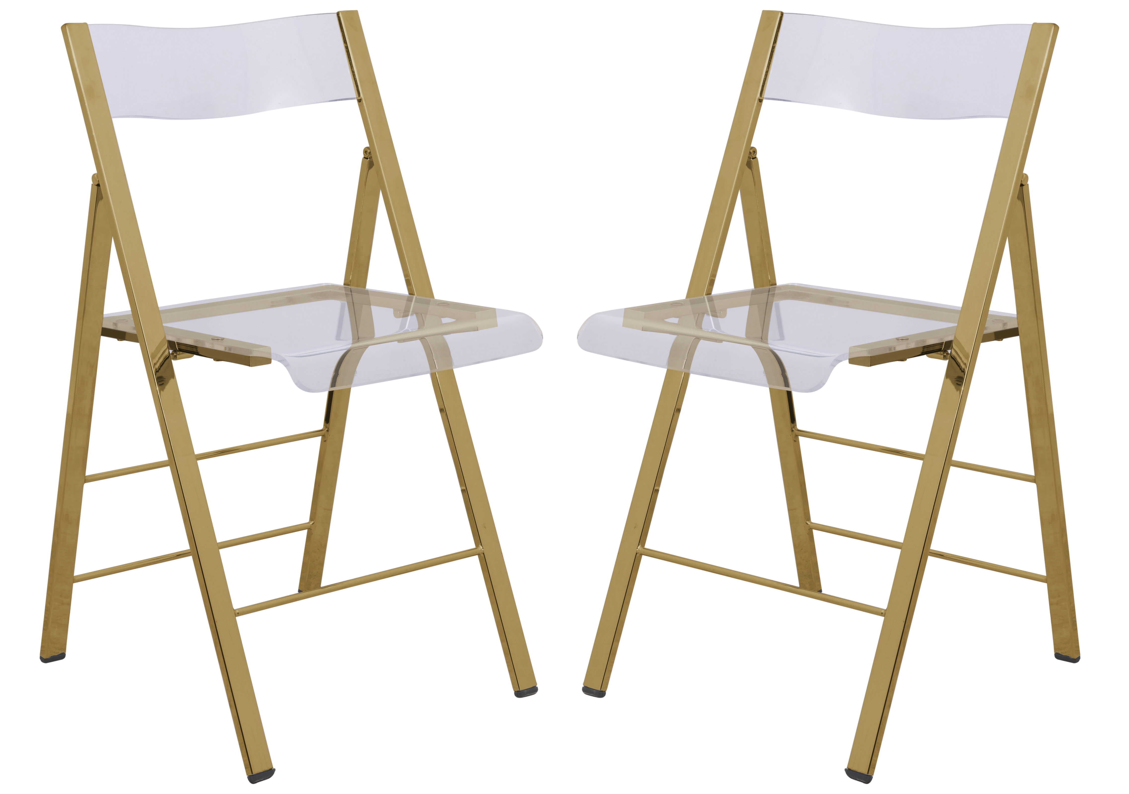 Design Edge Gillieston Heights 2  Clear Acrylic Gold Base Folding Chairs