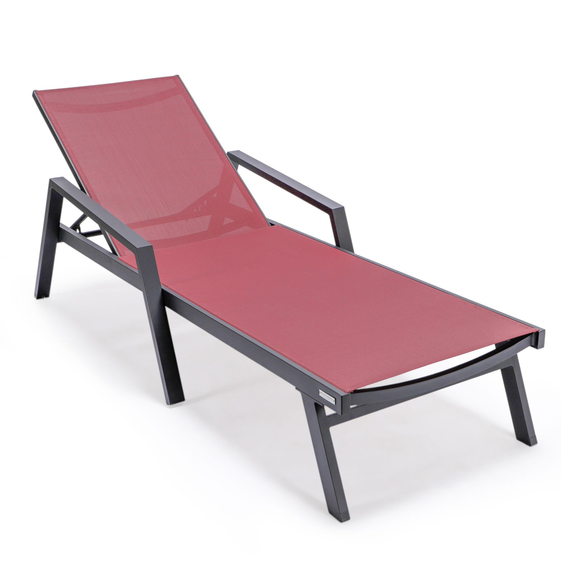 LeisureMod Marlin Burgundy Armrests Patio Chaise Lounge Chair