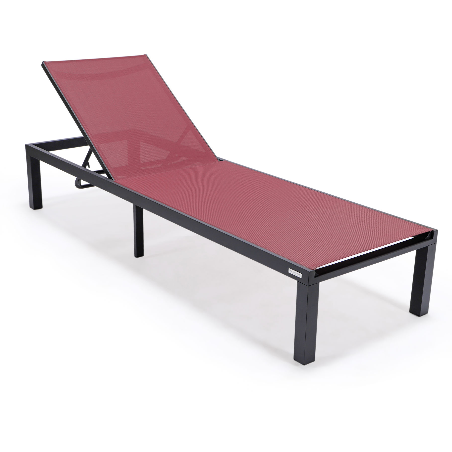 LeisureMod Marlin Burgundy Patio Chaise Lounge Chair