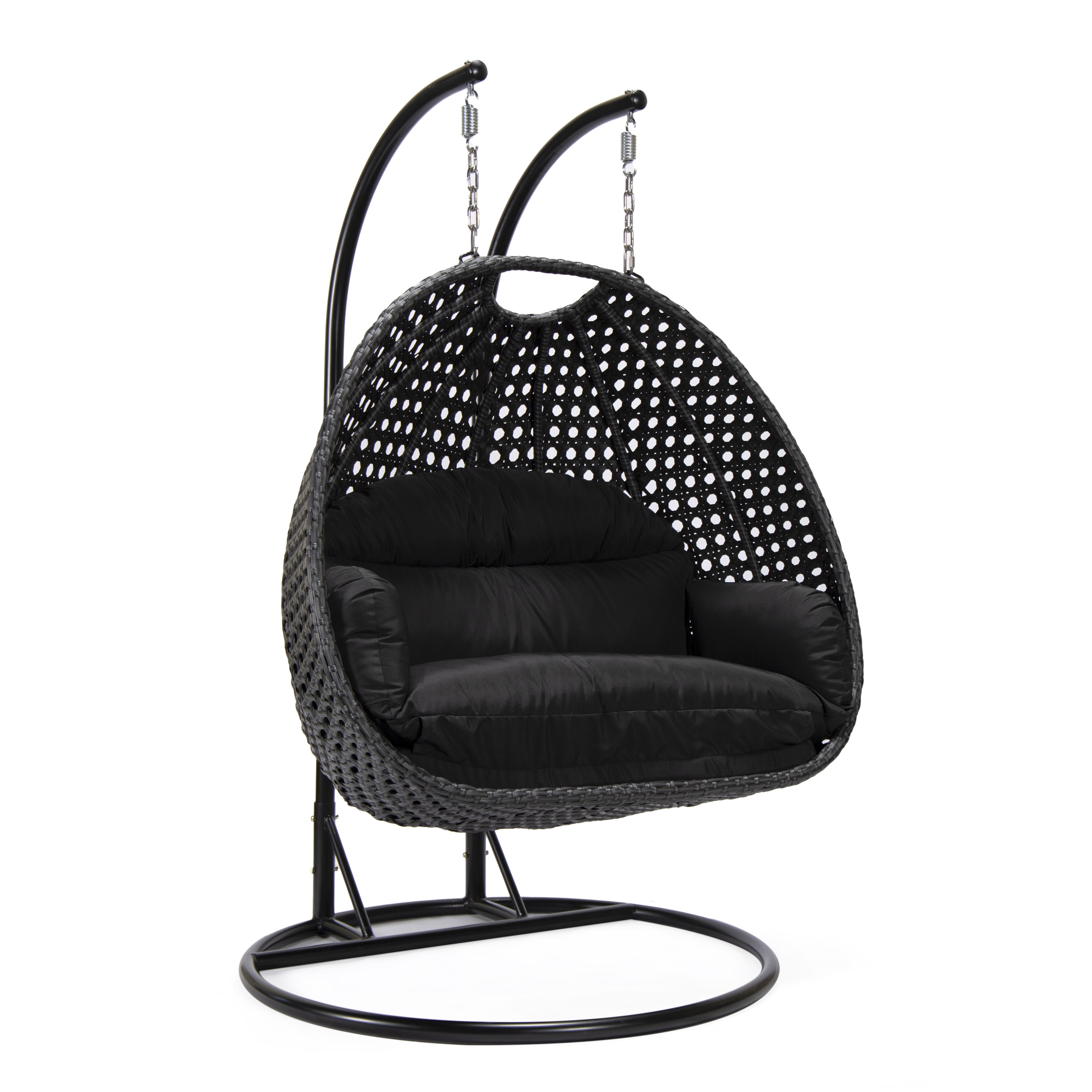 LeisureMod Mendoza Charcoal Black Hanging Swing Chair