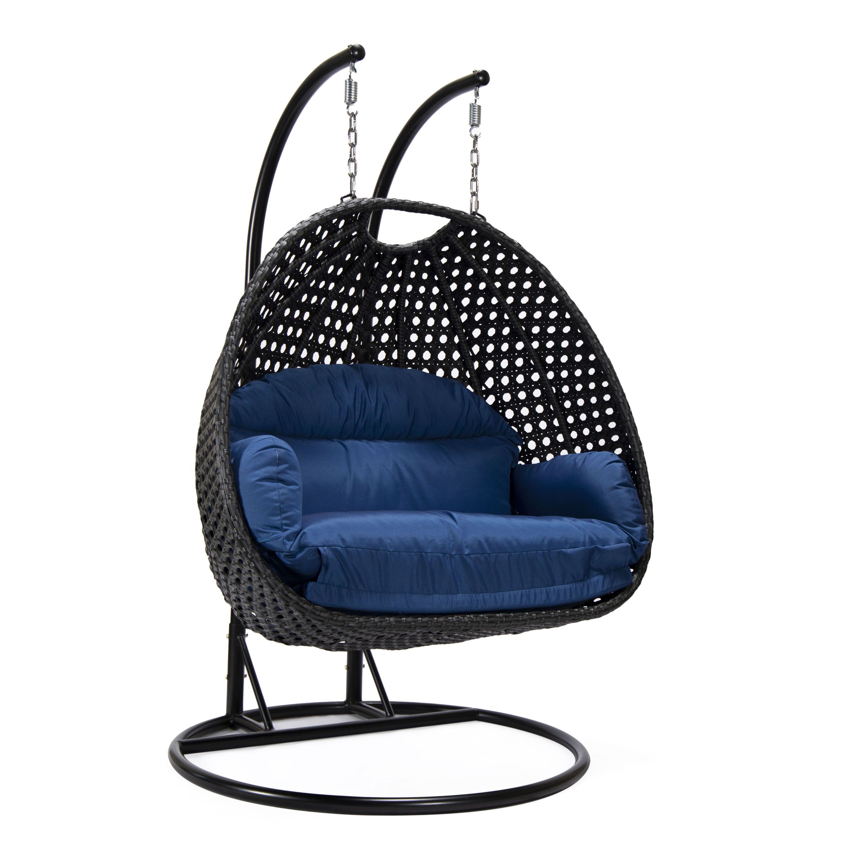 LeisureMod Mendoza Charcoal Blue Hanging Swing Chair