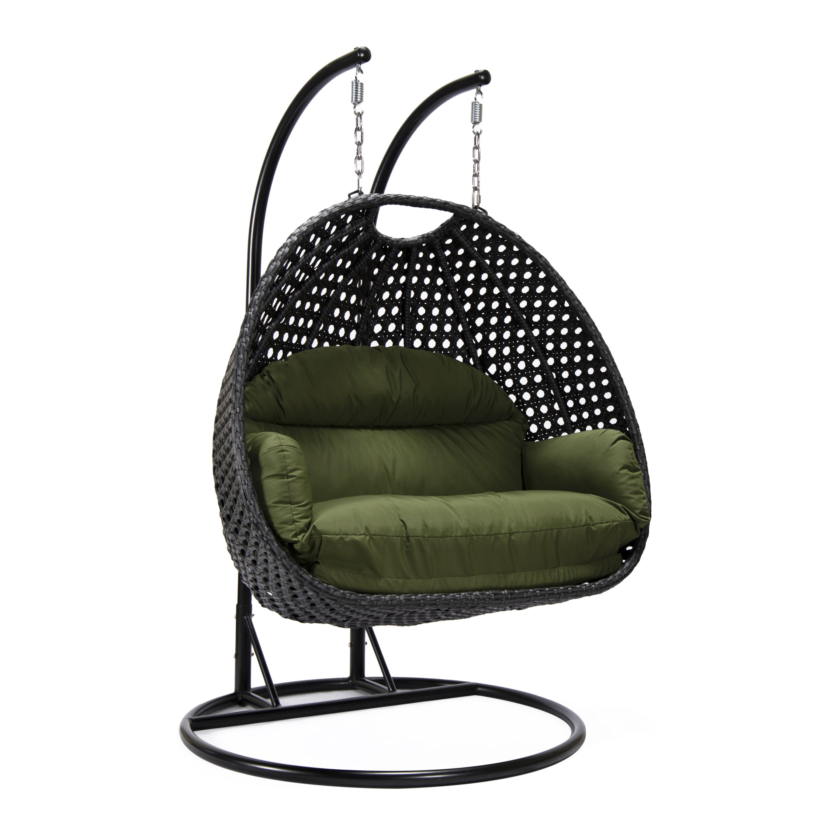 LeisureMod Mendoza Charcoal Dark Green Hanging Swing Chair