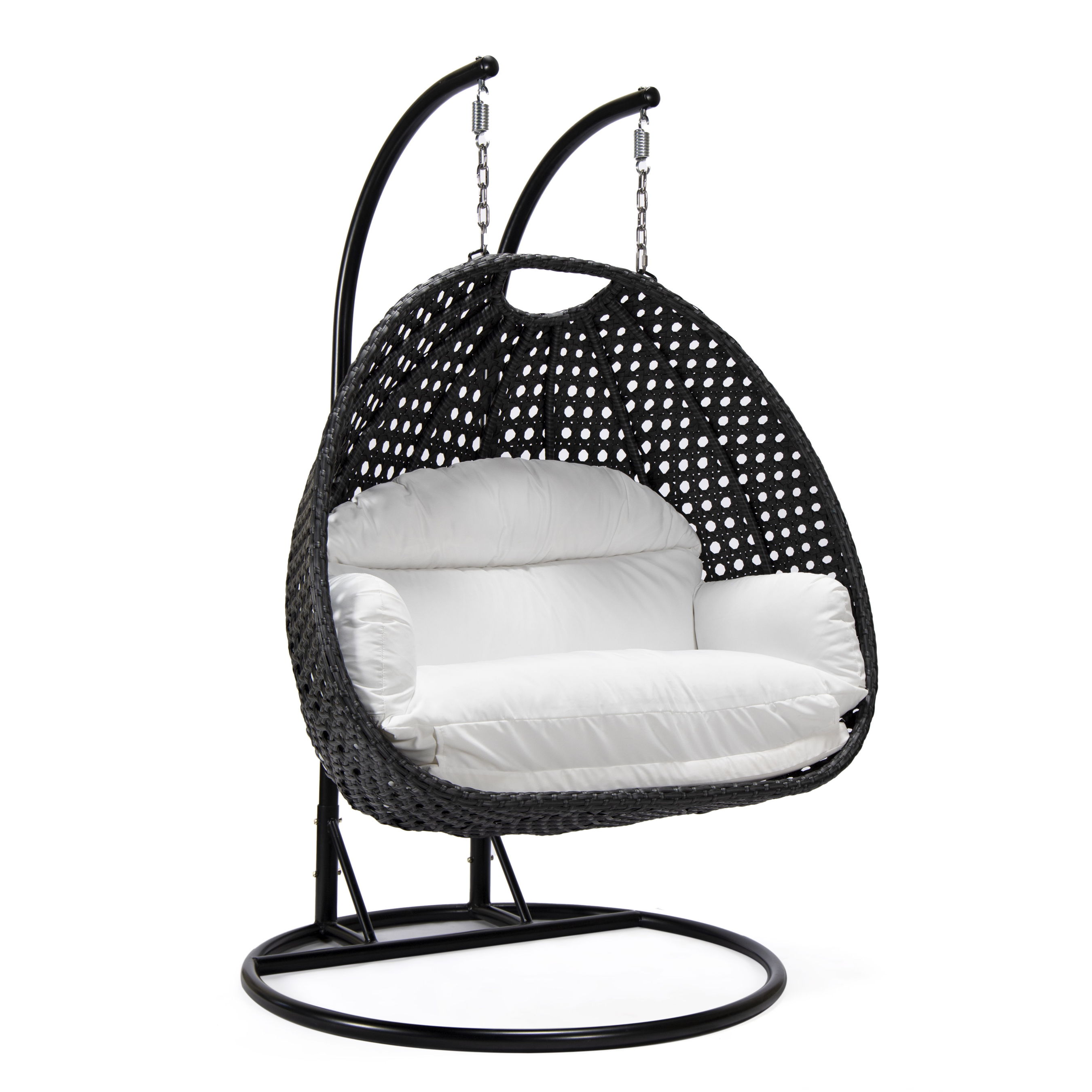 LeisureMod Mendoza Charcoal White Hanging Swing Chair
