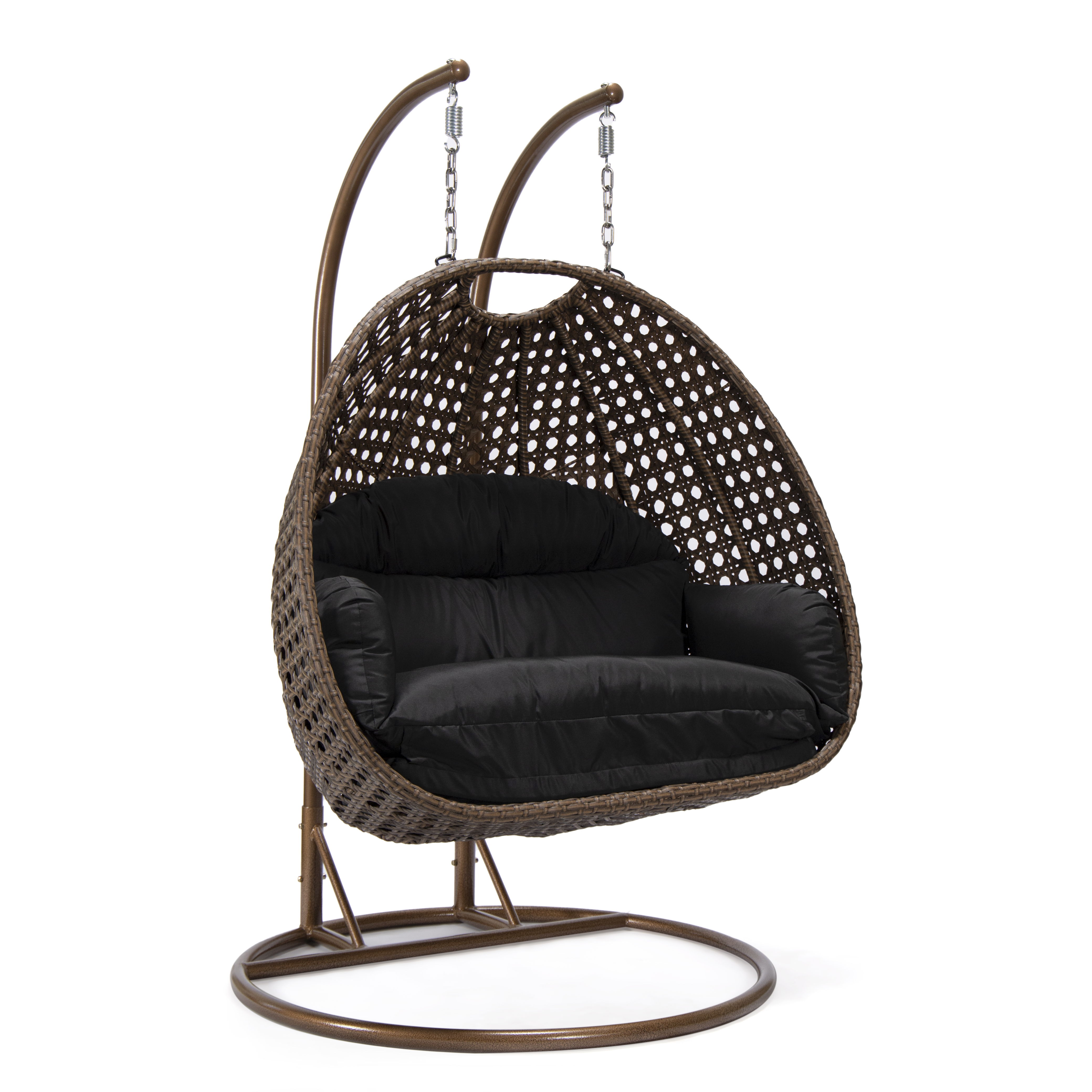 LeisureMod Mendoza Dark Brown Black Hanging Swing Chair