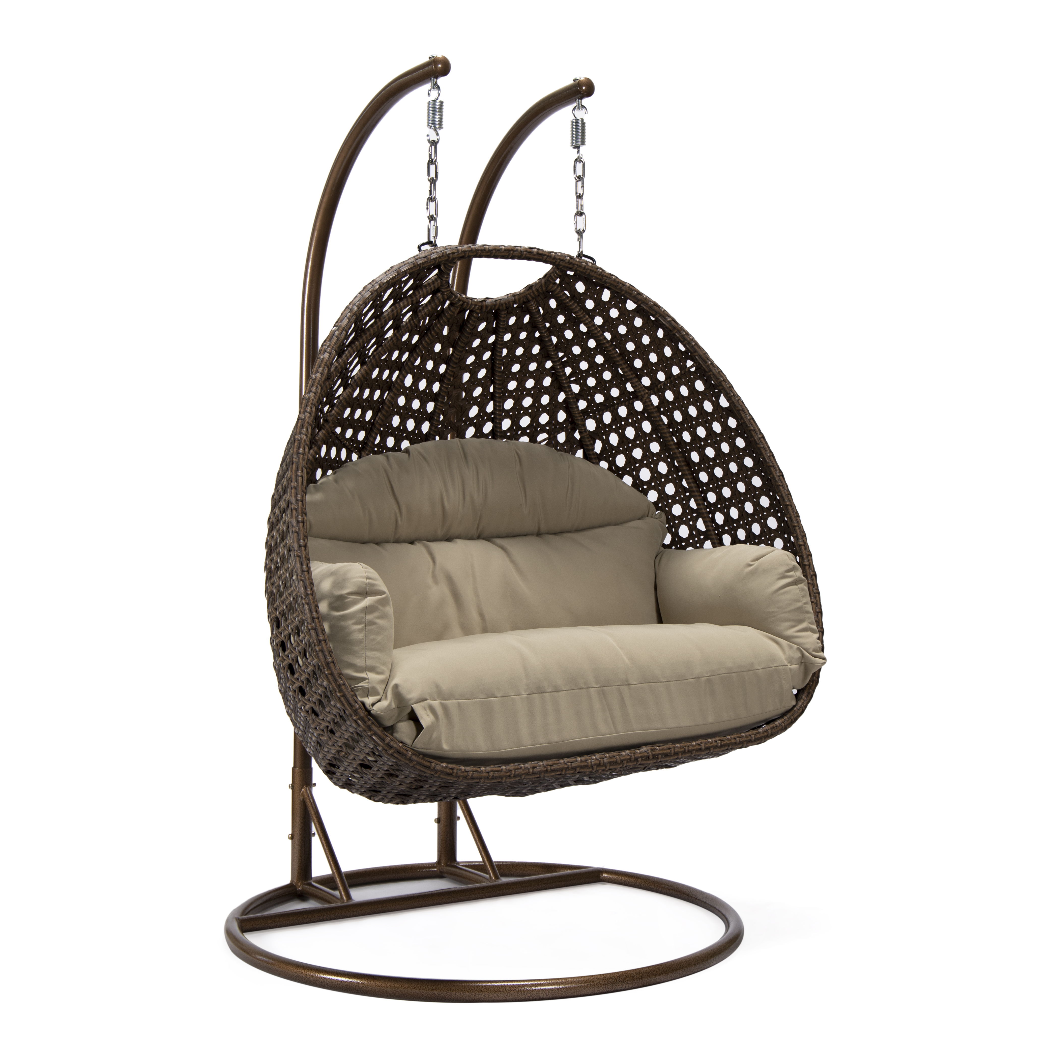LeisureMod Mendoza Dark Brown Taupe Hanging Swing Chair LSM-MSCDBR-53TP LeisureMod Mendoza Dark Brown Taupe Hanging Swing Chair LSM-MSCDBR-53TP