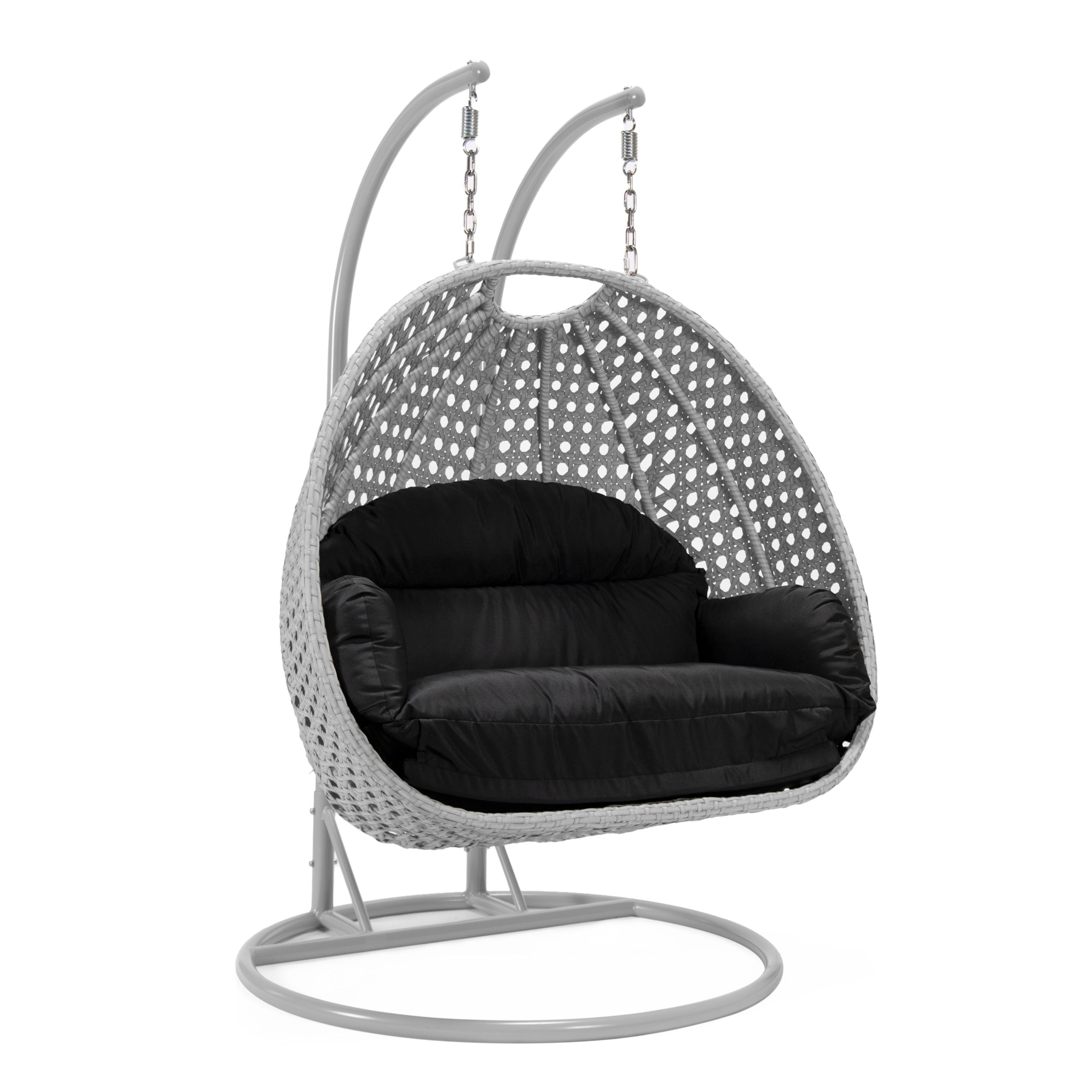 LeisureMod Mendoza Light Grey Black Hanging Swing Chair