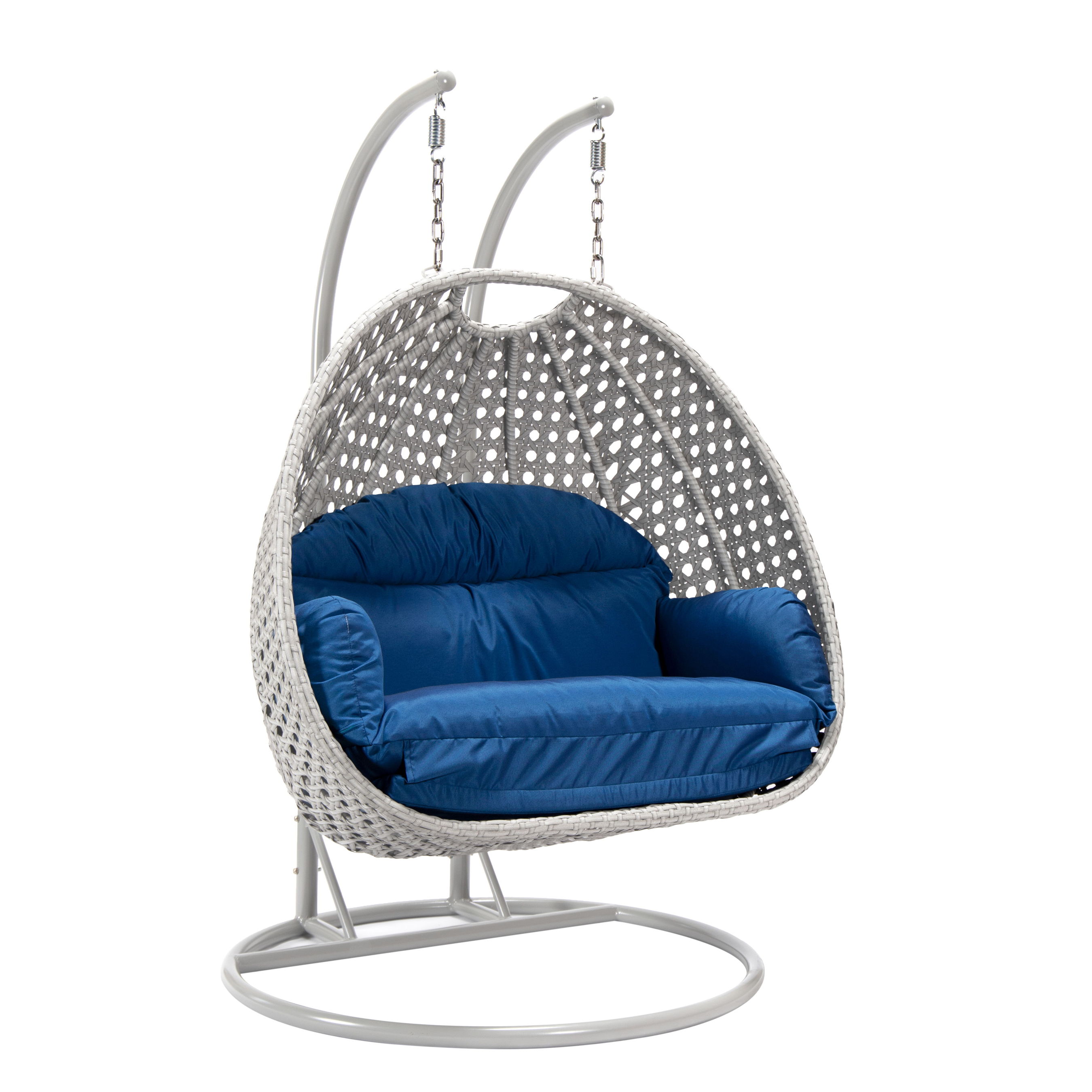 LeisureMod Mendoza Light Grey Blue Hanging Swing Chair
