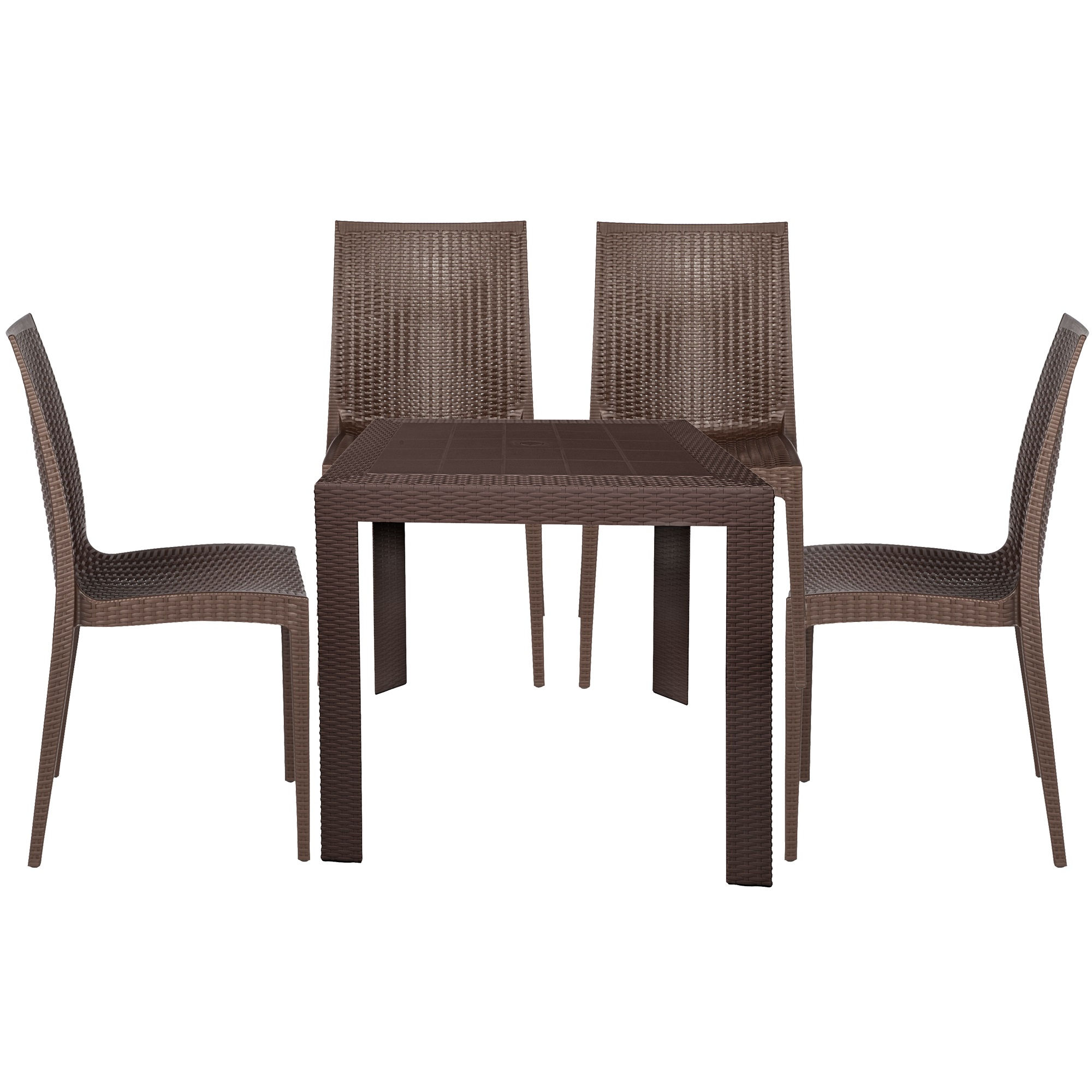 LeisureMod Mace Brown 5pc Outdoor Dining Set