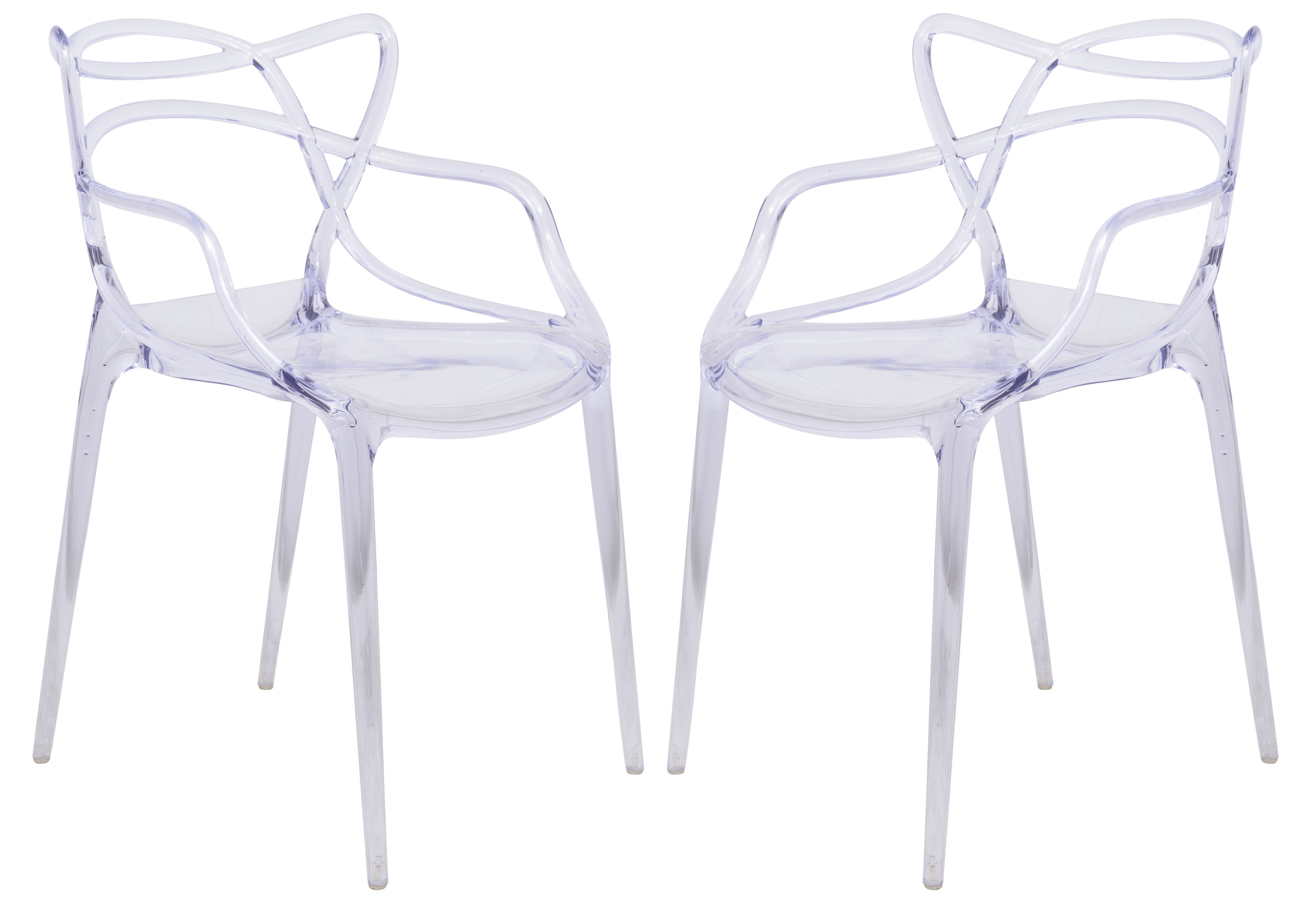 2 LeisureMod Milan Clear Wire Design Chairs