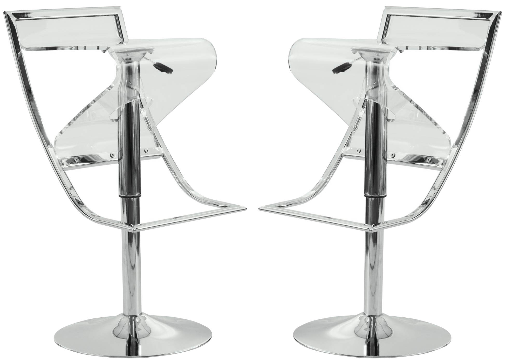 2 LeisureMod Napoli Clear Transparent Acrylic Bar Counter Stools