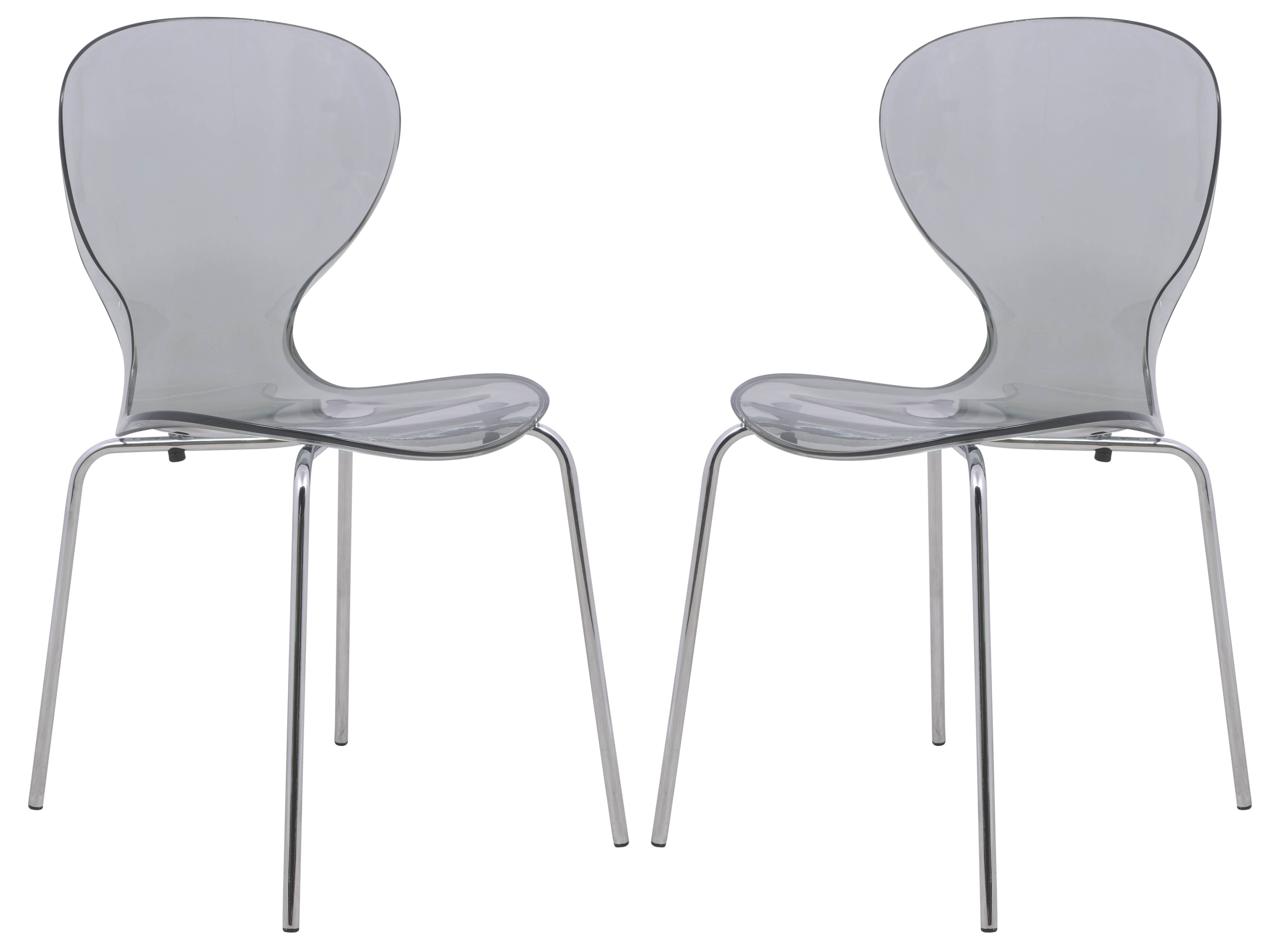 2 LeisureMod Oyster Transparent Black Side Chairs