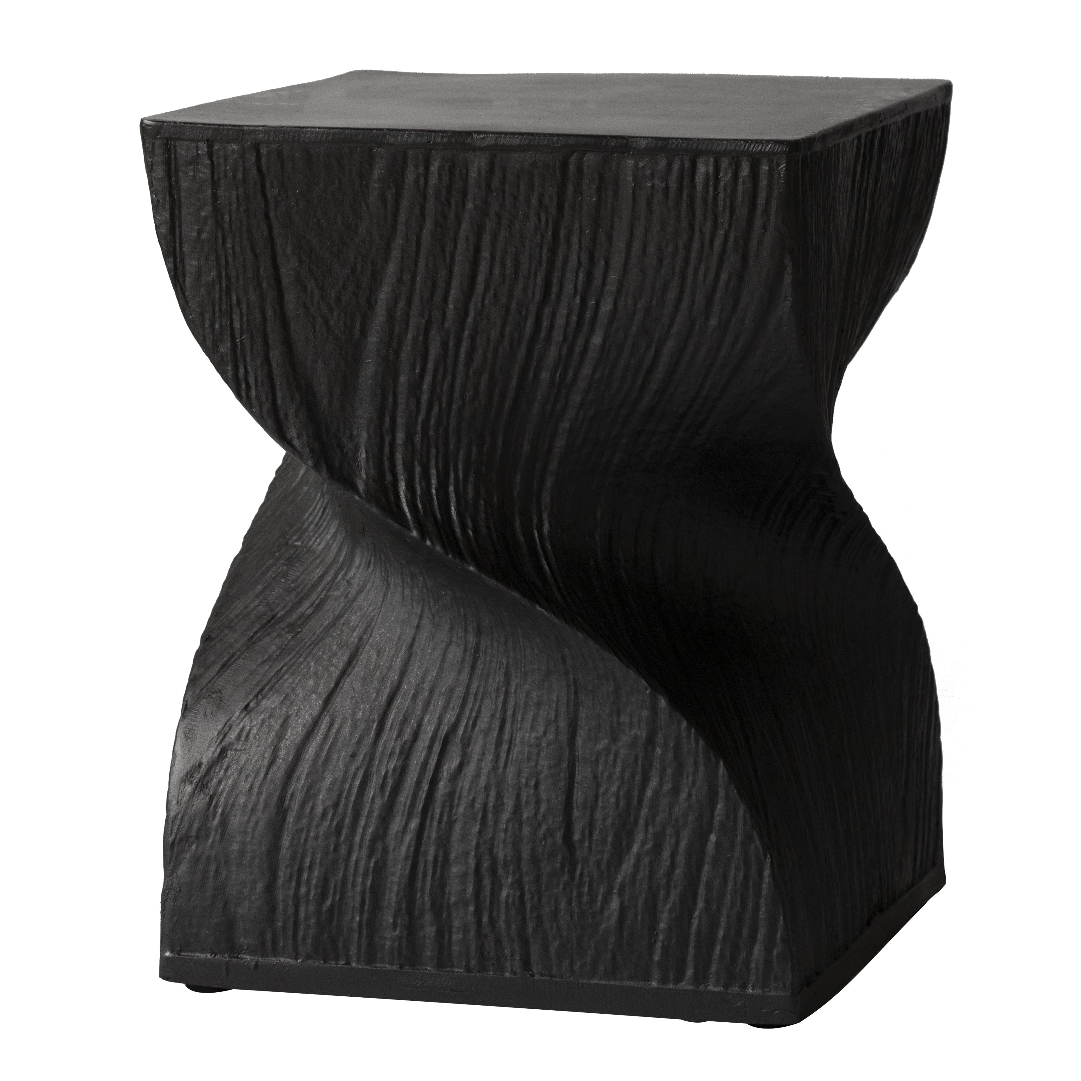 LeisureMod Onyx Black Fiberglass Outdoor Side Table