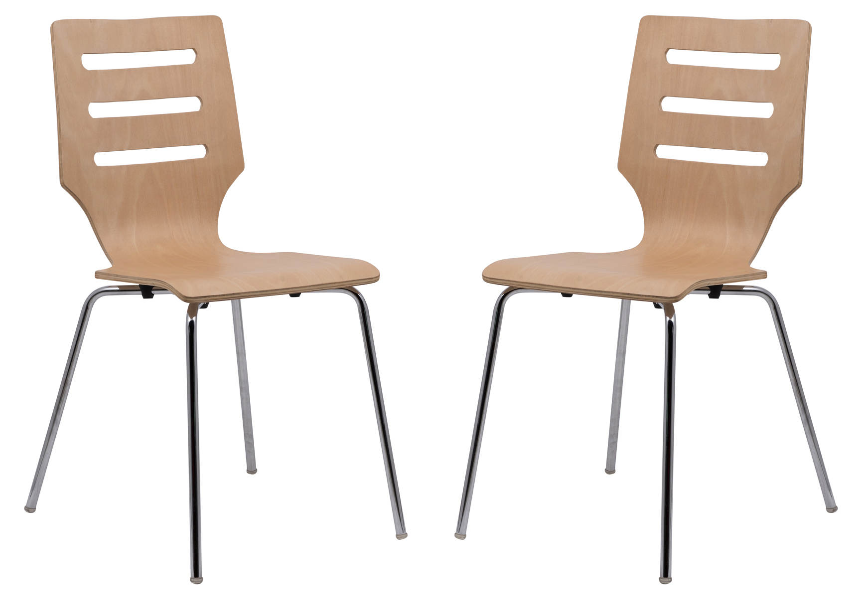 Design Edge Gulargambone 2  Natural Wood Chome Frame Chairs