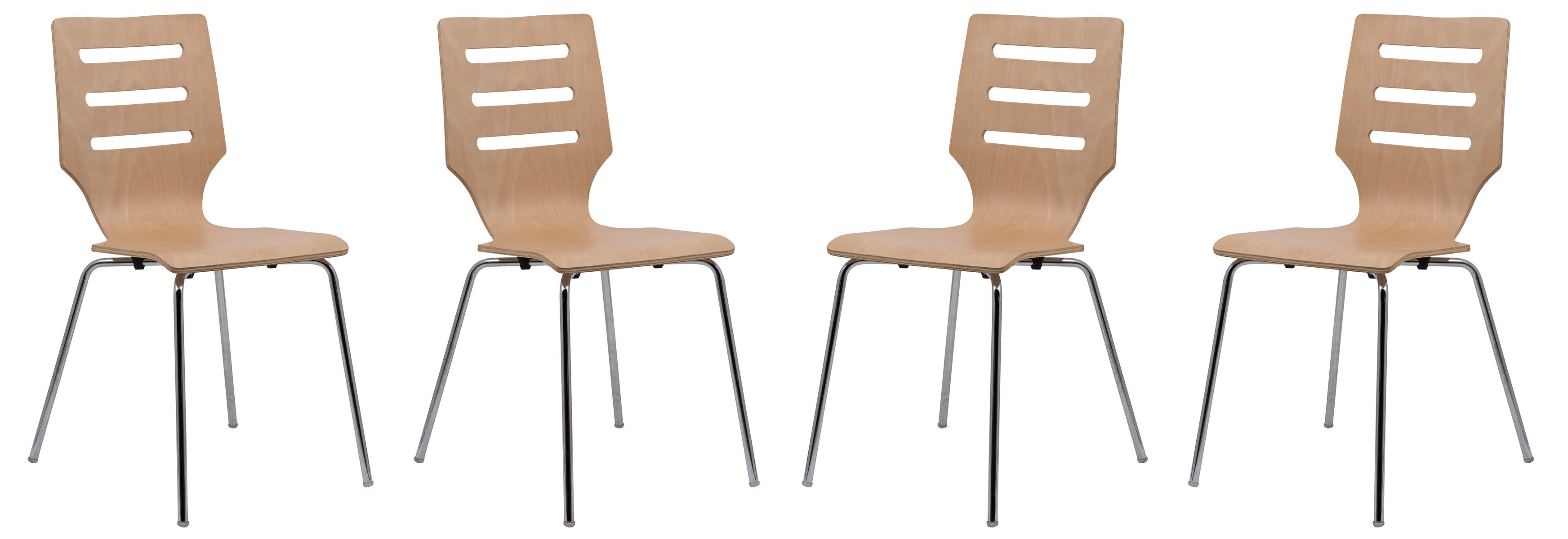Design Edge Gulargambone 4  Natural Wood Chome Frame Chairs
