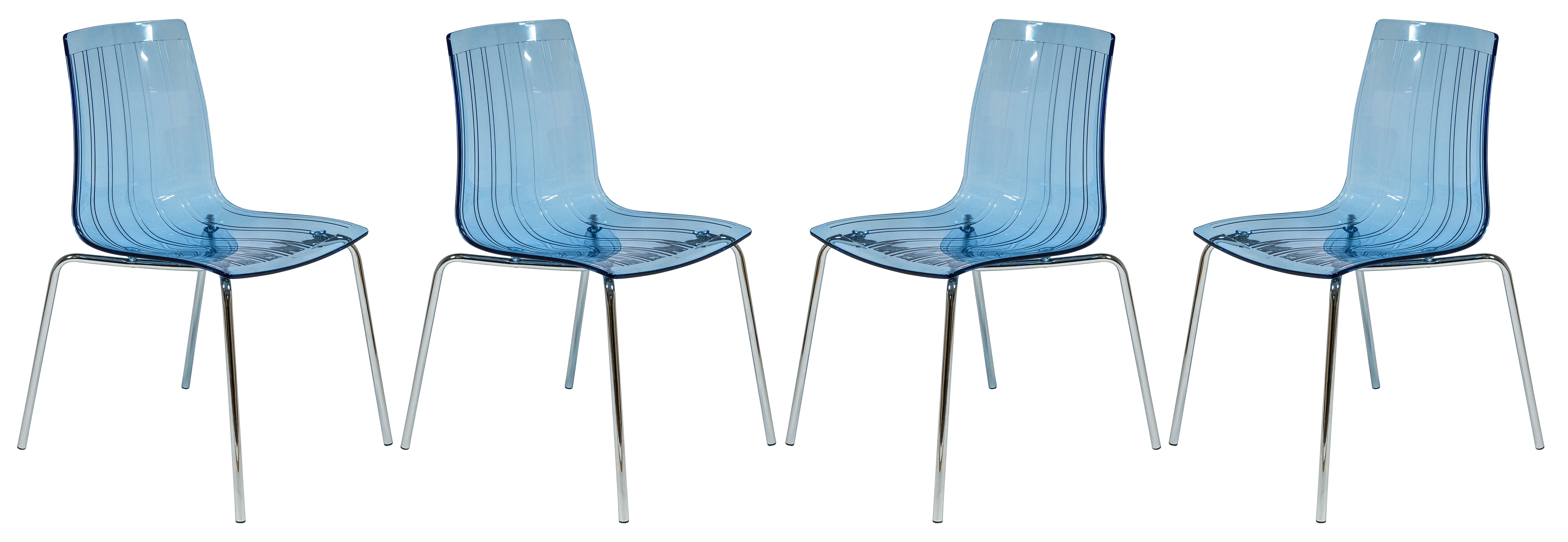 Design Edge Grenfell 4  Transparent Blue Dining Chairs