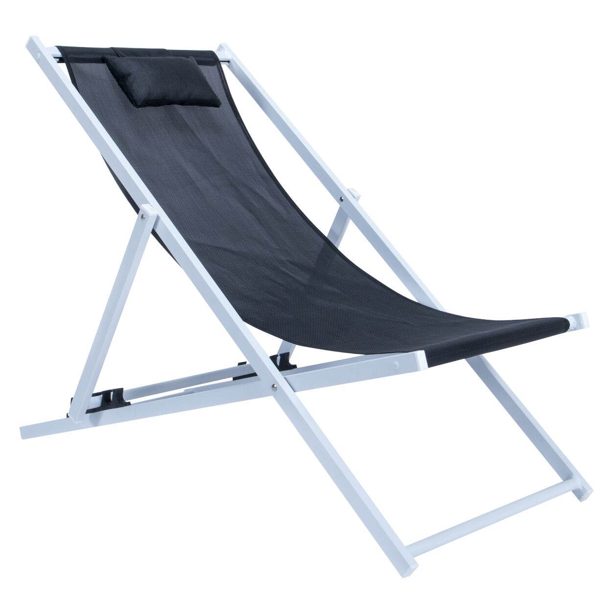 Design Edge Harden  Black Sling Lounge Chair With Headrest