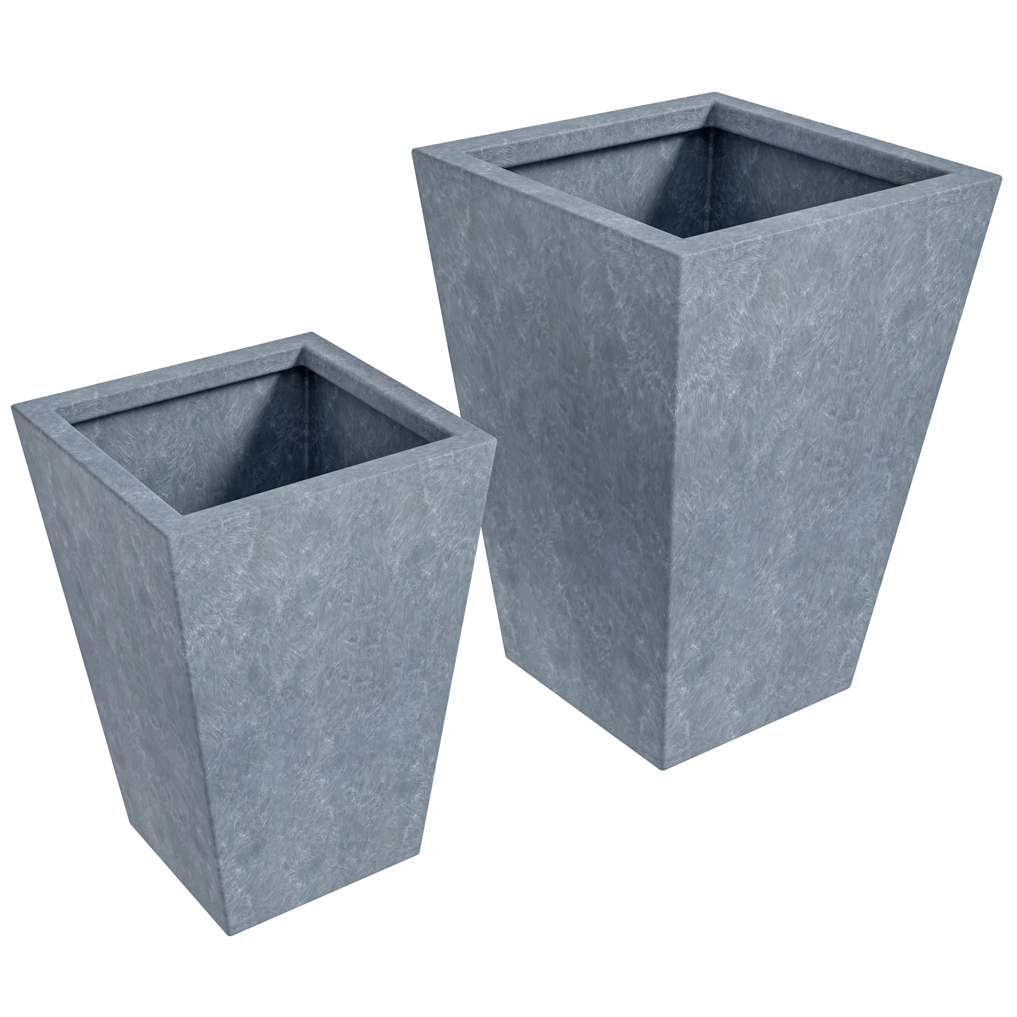 LeisureMod Serene Aged Concrete Planter Set